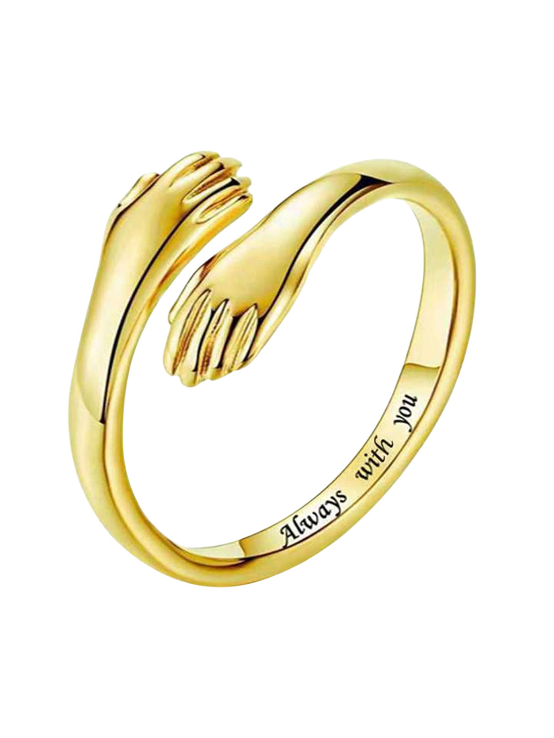 Bling Queen Gold-Plated Engraved Adjustable Stylish Hug Rings