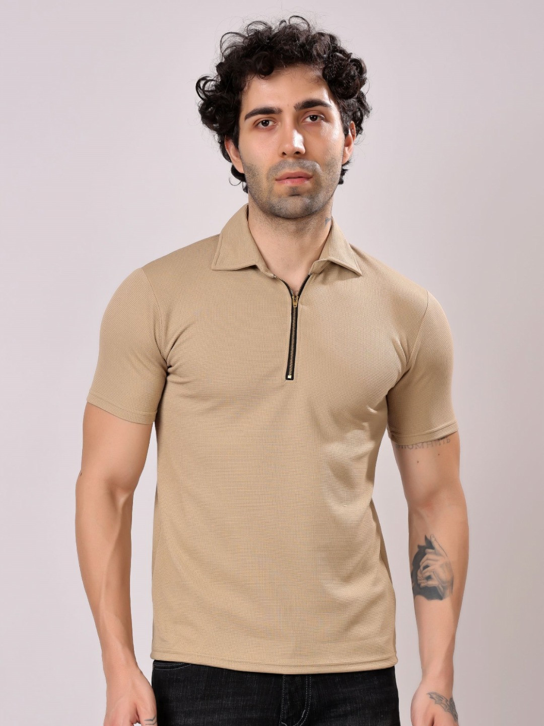 TQH Men Solid Regular Fit Polo Collar T-shirt