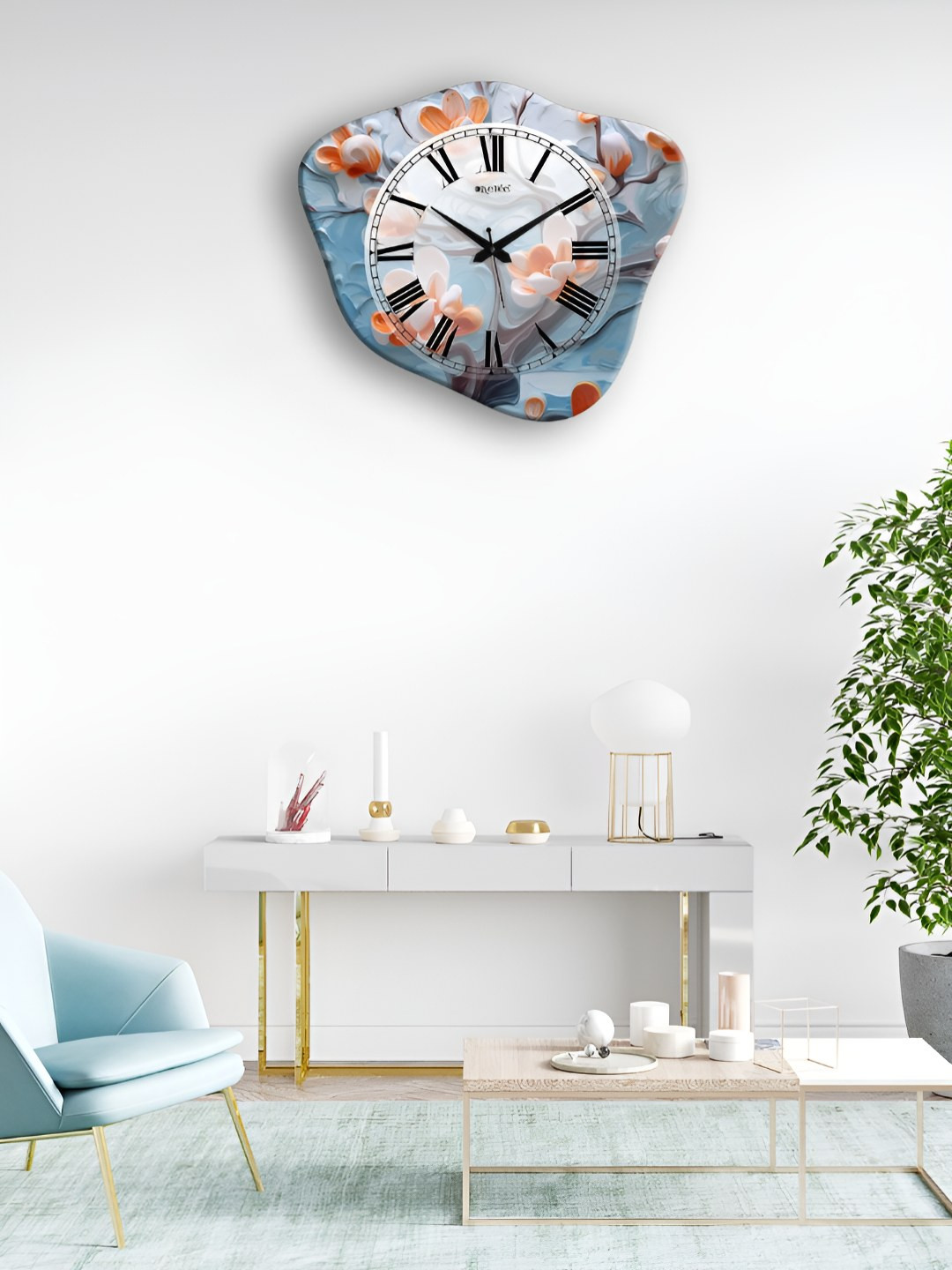 OLIVE TREE Grey Printed Geometric Vintage Wall Clock