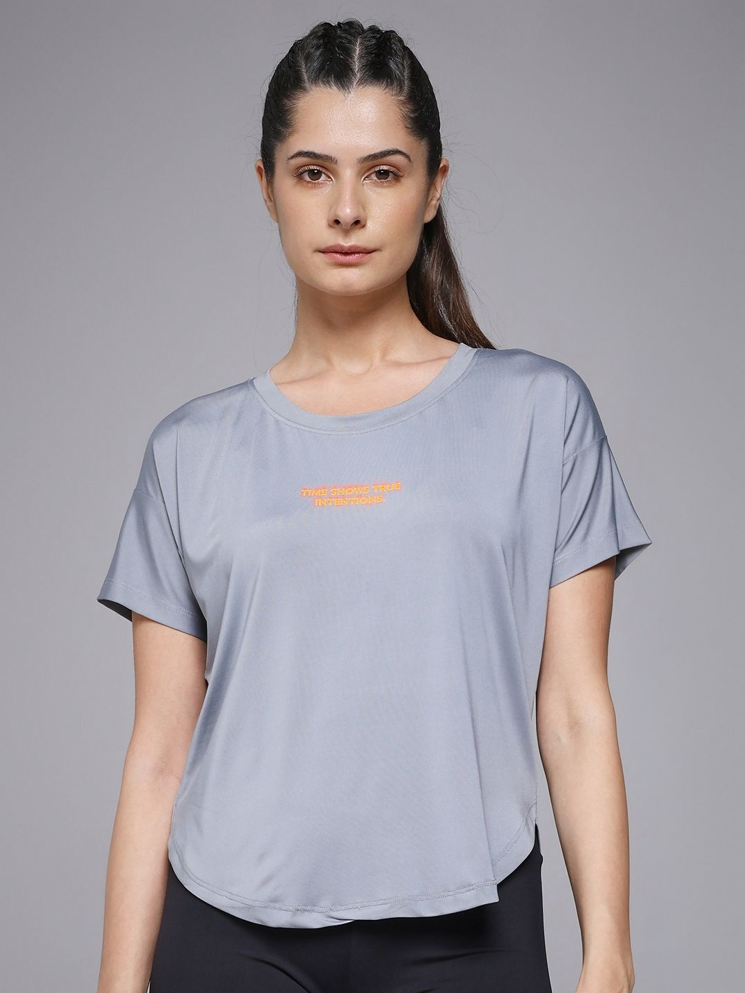 MKH Women Typography Printed Dri-FIT Relaxed Fit MKHWT-13065 Sports T-shirt