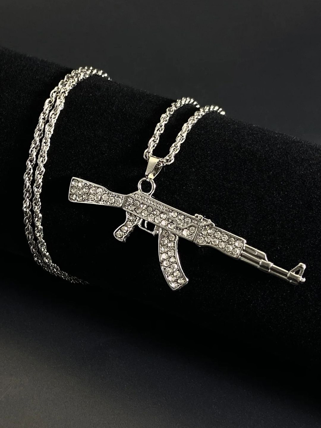 SALTY Pack of 2 Men Ak 47 Silver Chain