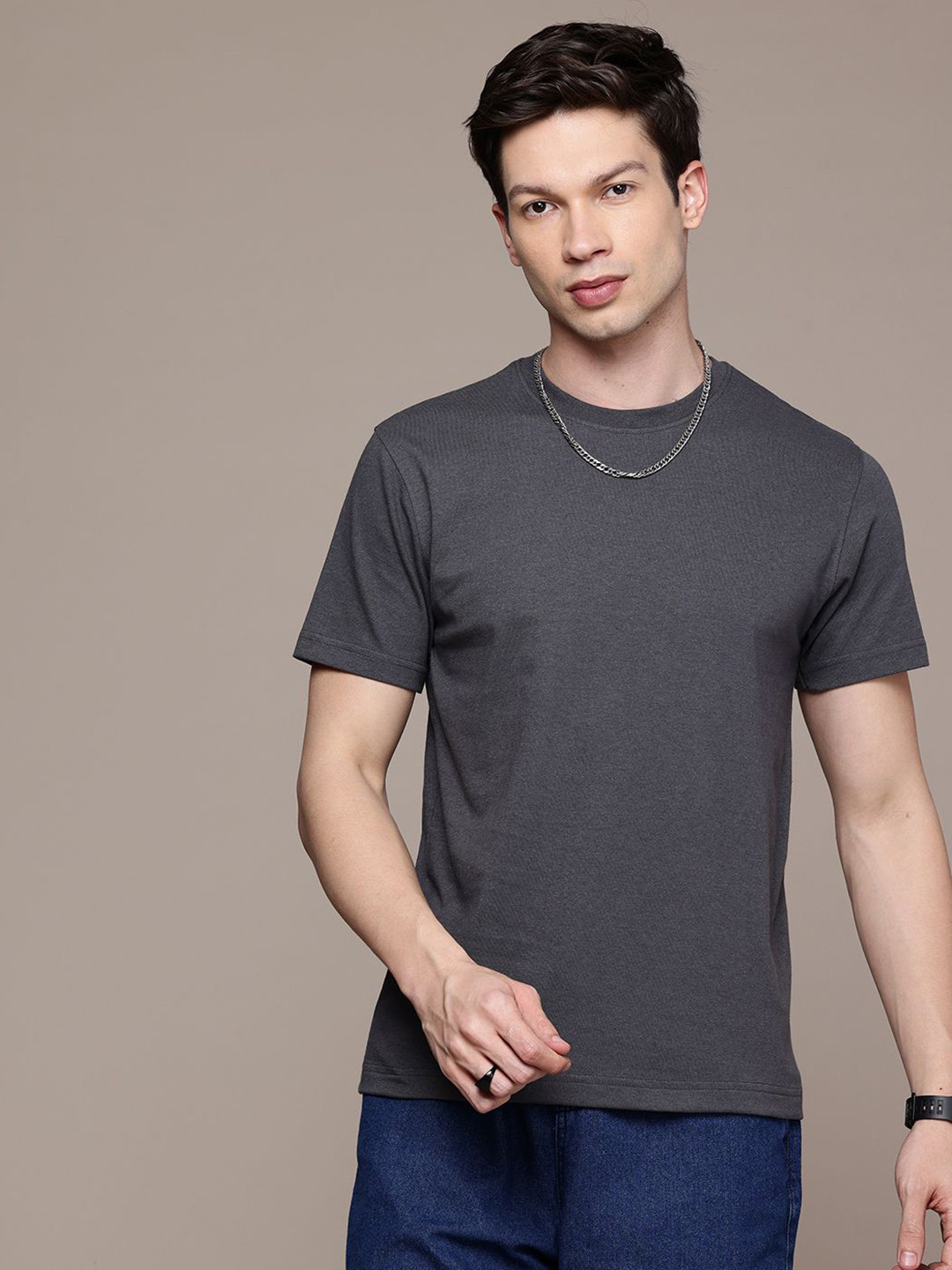 SYMBLANCE Cotton Short Sleeves Round Neck T-shirt