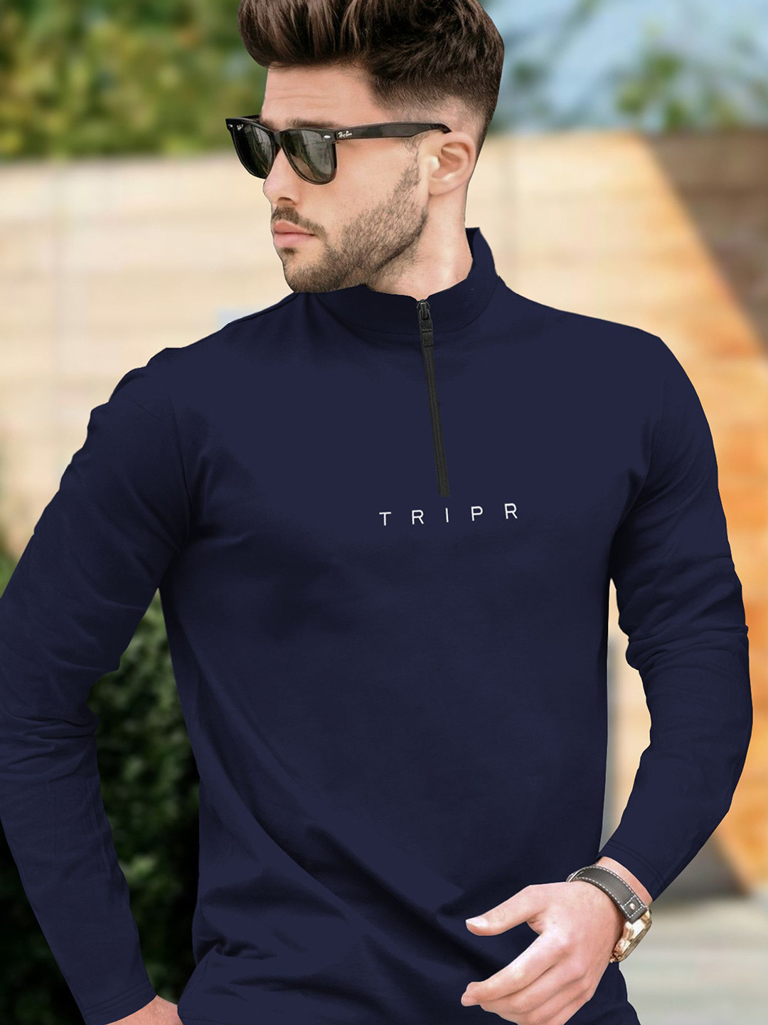 TRIPR Men Regular Fit Henley Neck T-shirt