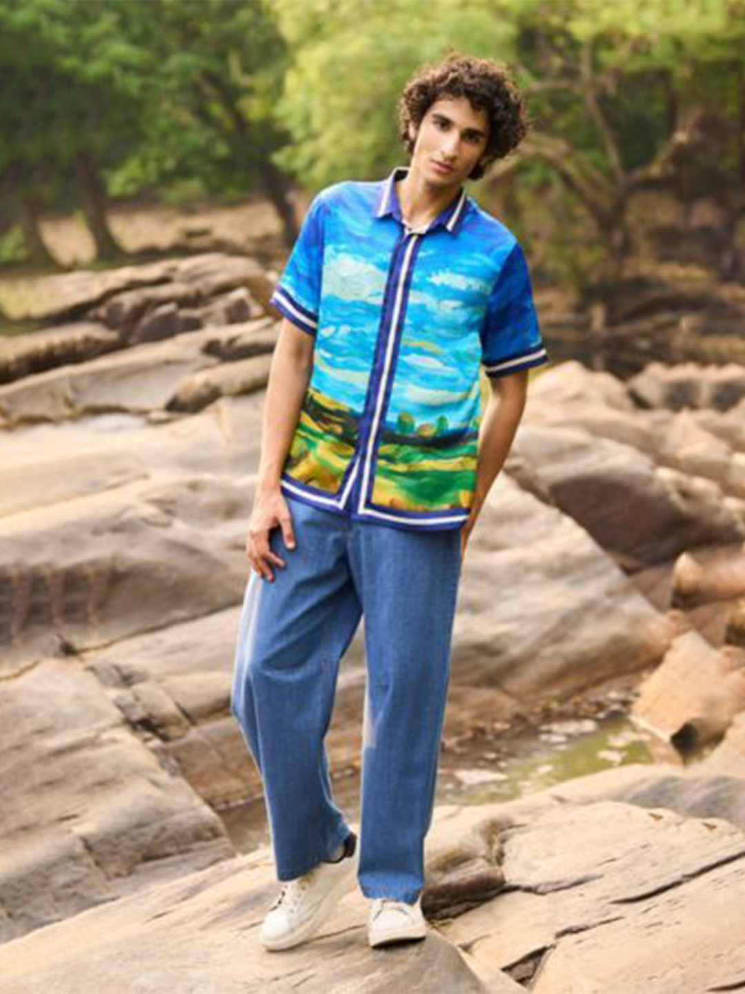 Dash and Dot Men Printed Half Sleeve Shirt
