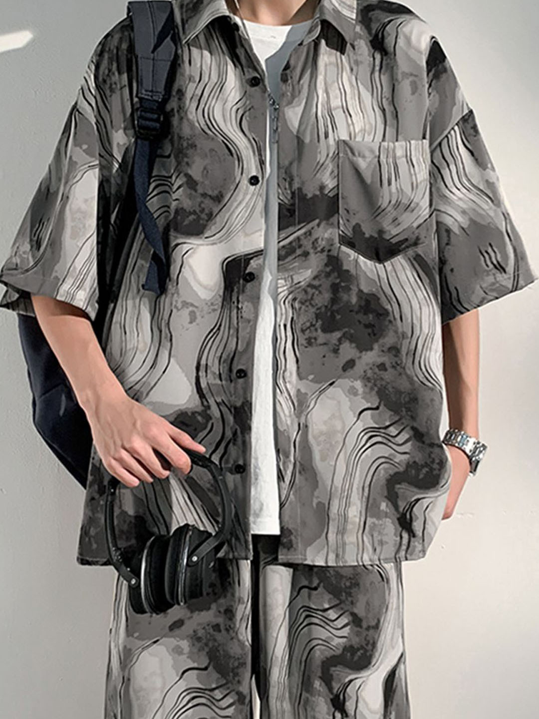 Mast & Harbour Shirt-Collar Short-Sleeve Shirt With Shorts Co-Ords