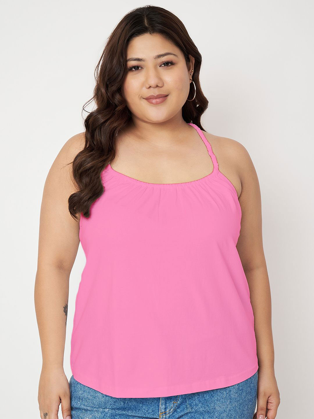 BRINNS Plus Size Women Cotton Styled Back Top