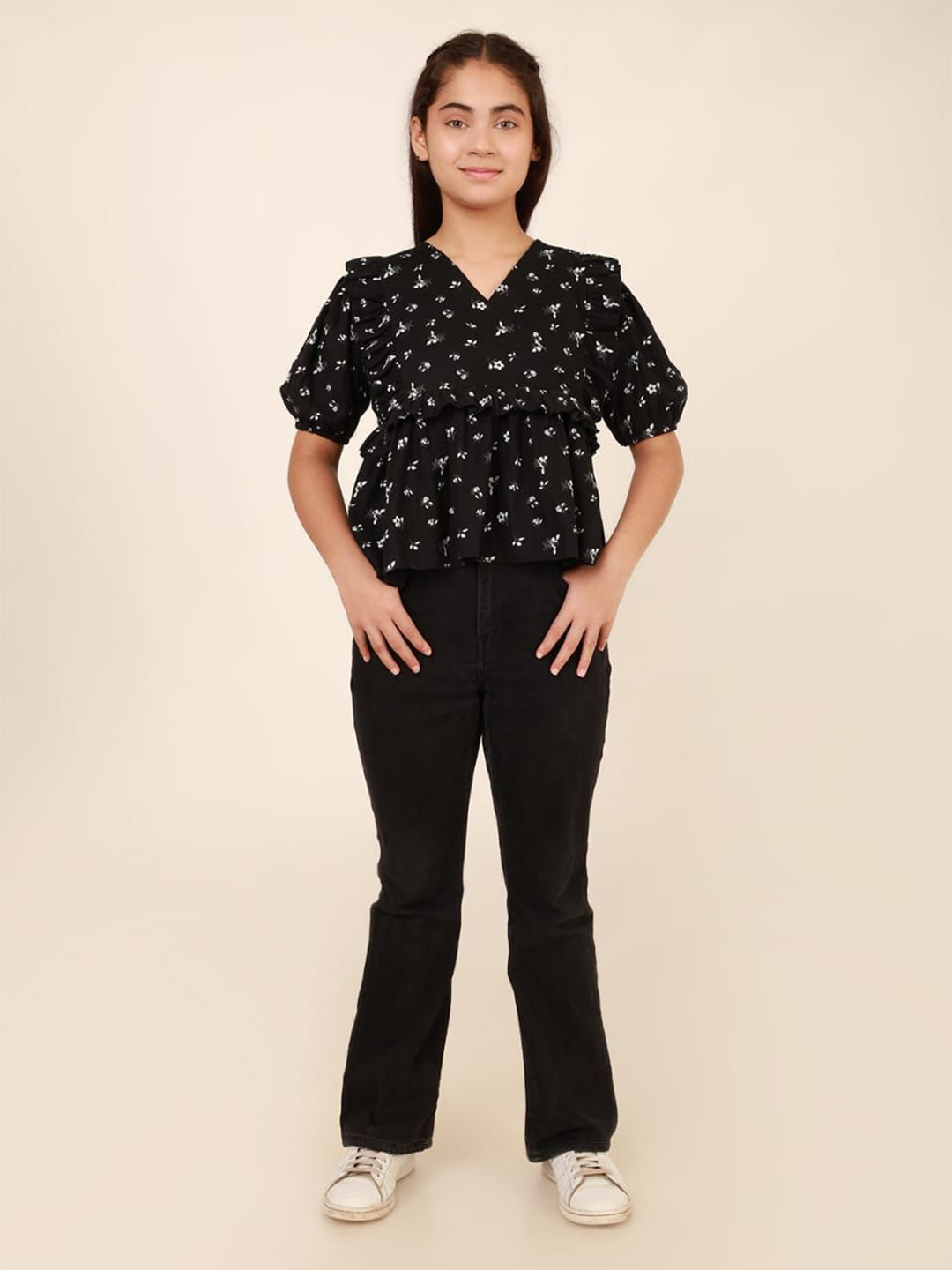 Galad Girls Floral Printed Cotton Shirt Style Top