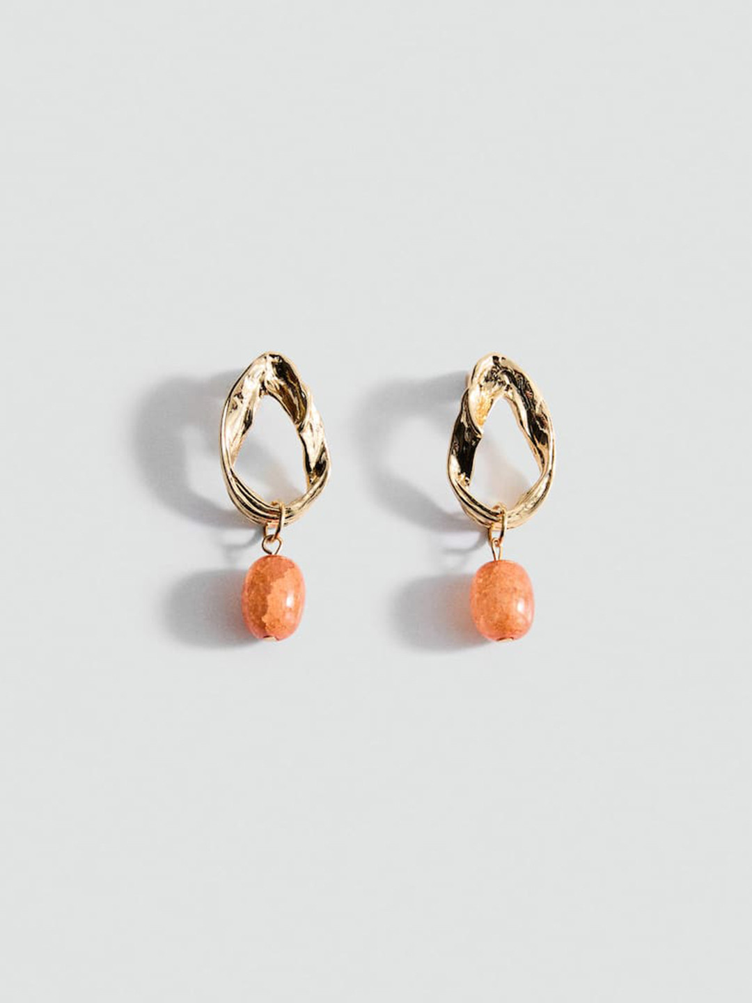 MANGO Contemporary Circular Design Beaded Drop Earrings