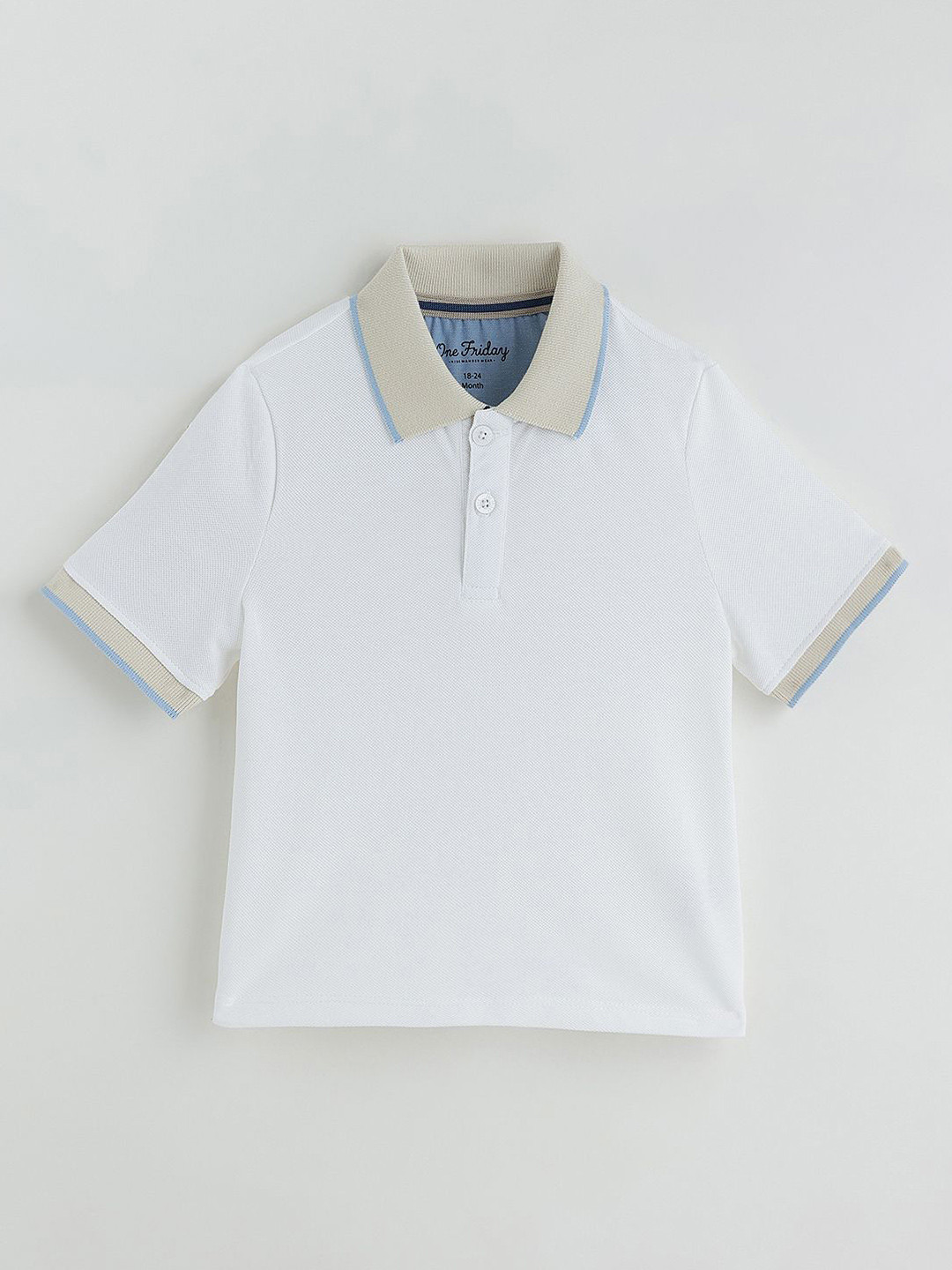 One Friday Boys White Regular Short Sleeve Solid T-Shirts