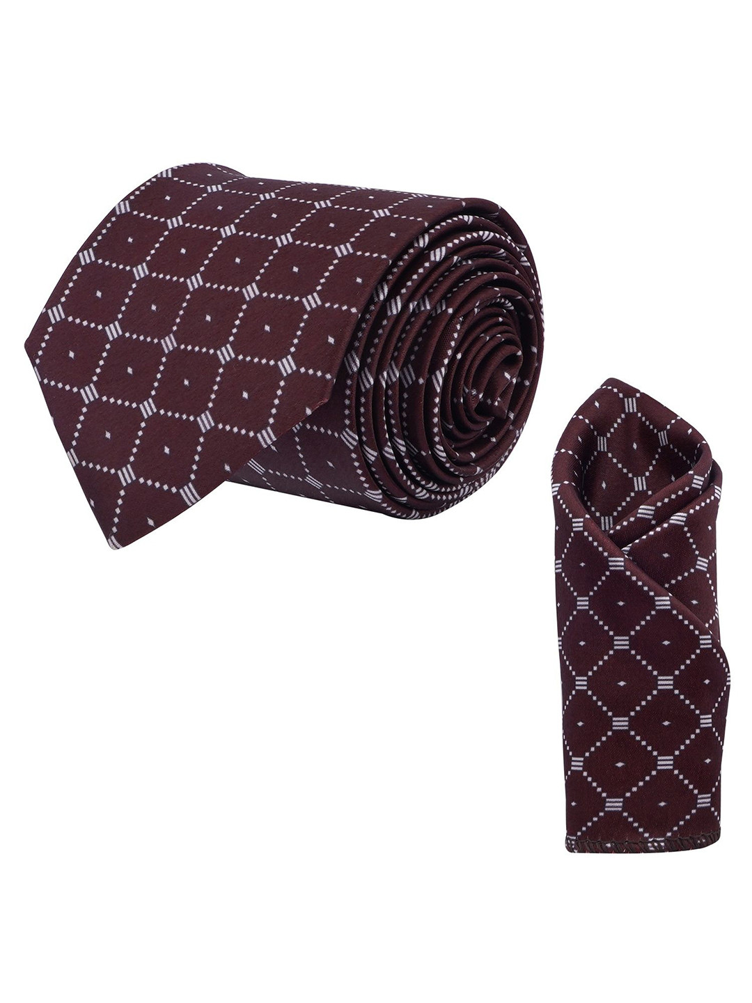 CALIXTO Men Printed Satin Ascot Tie with Matching Pocket Square Elegant Necktie Set