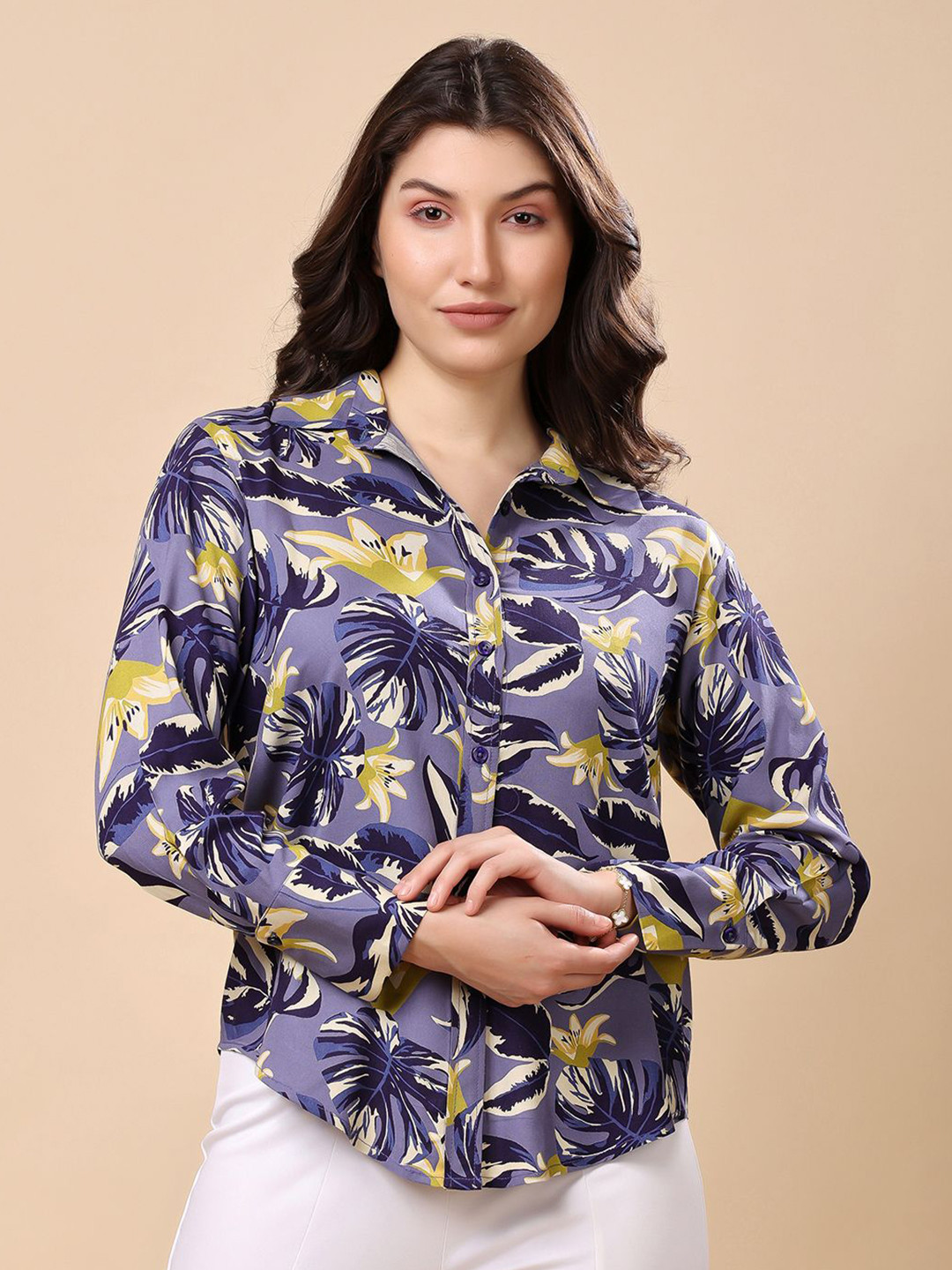 T TRYON ULTIMATE Floral Printed Spread Collar Standard Cotton Casual Shirt