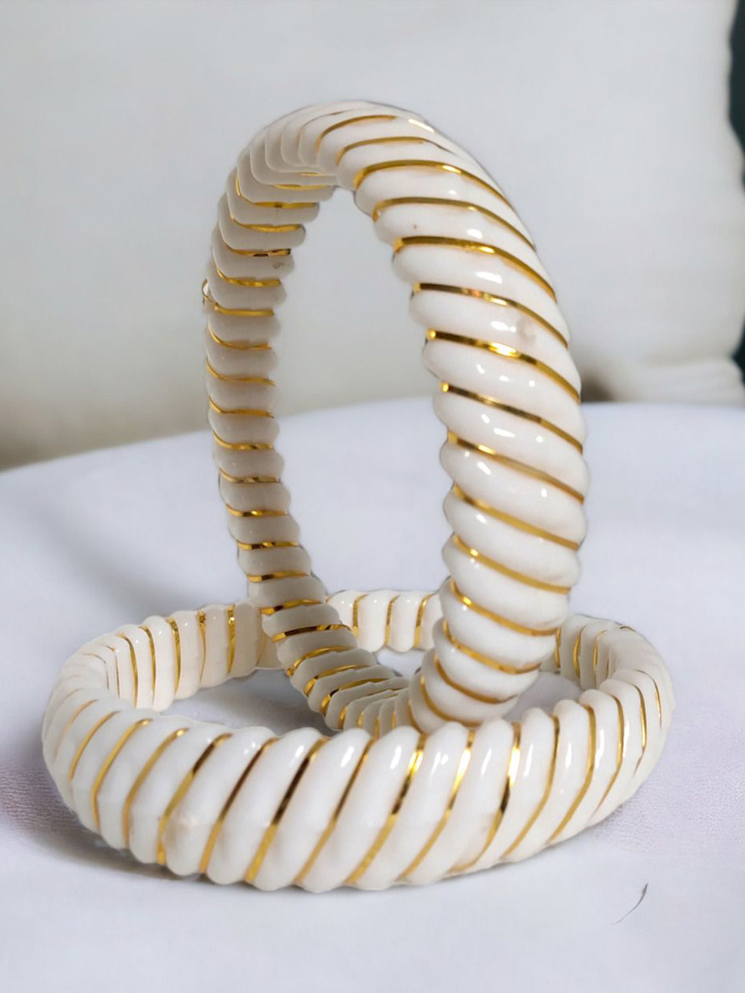 TANVI J Set Of 2 Gold Plated Shakha Pola Bangle