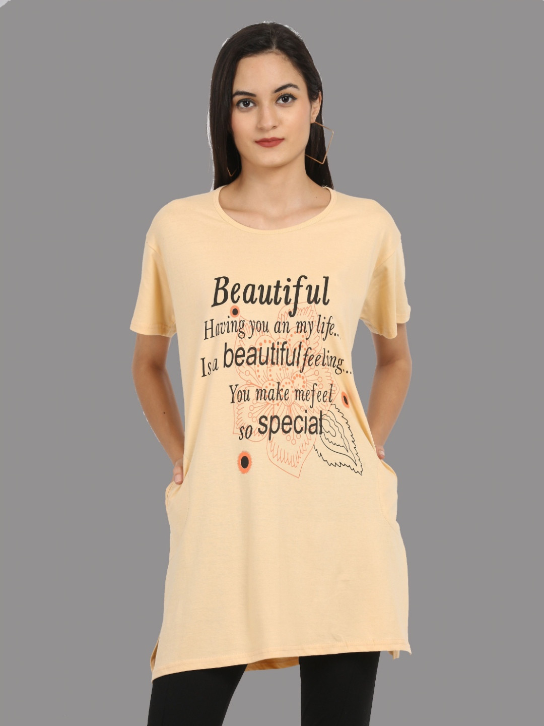 DDASPRATION Women Typography Printed Oversized Cotton T-shirt