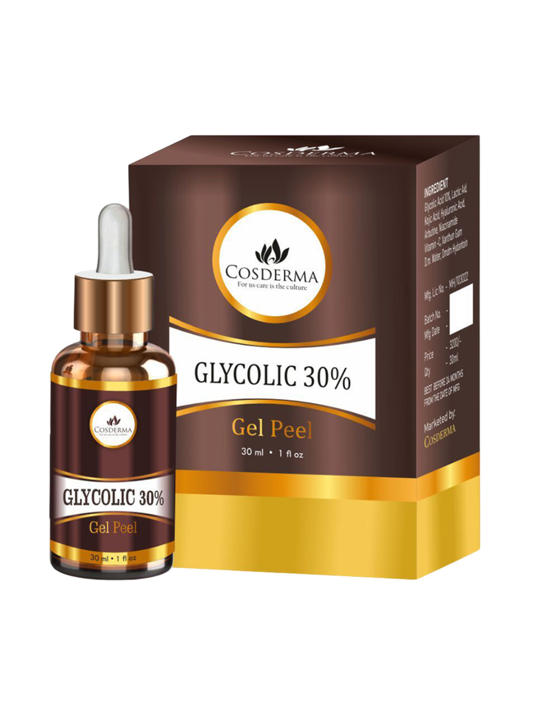 COSDERMA Glycolic 30% Gel Peel With Tea Tree Extract - 30 ml