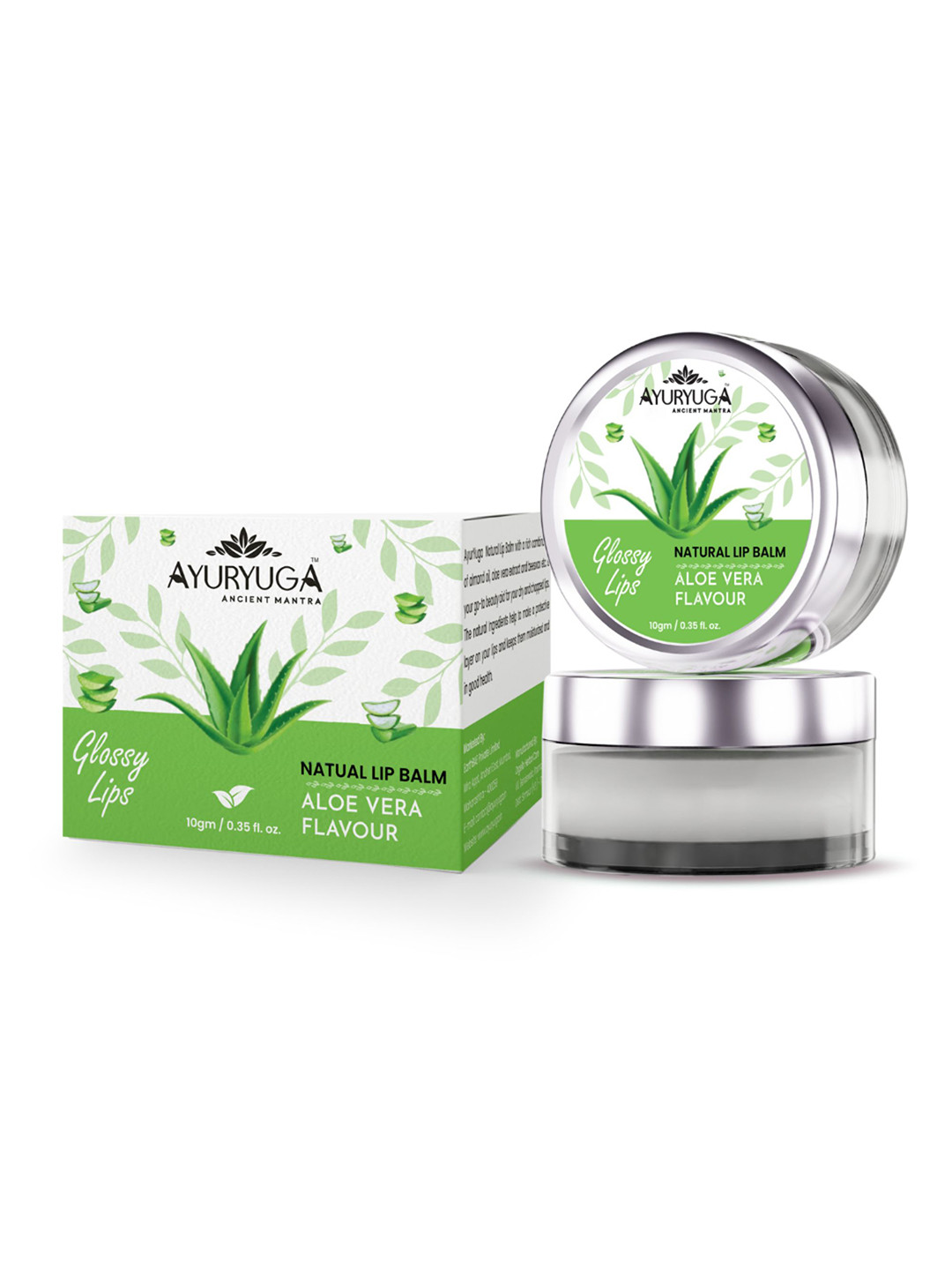 Ayuryuga Set Of 2 Glossy Lips Ultra Hydrating Tinted Lip Balm 10 g Each - Aloe Vera Flavor