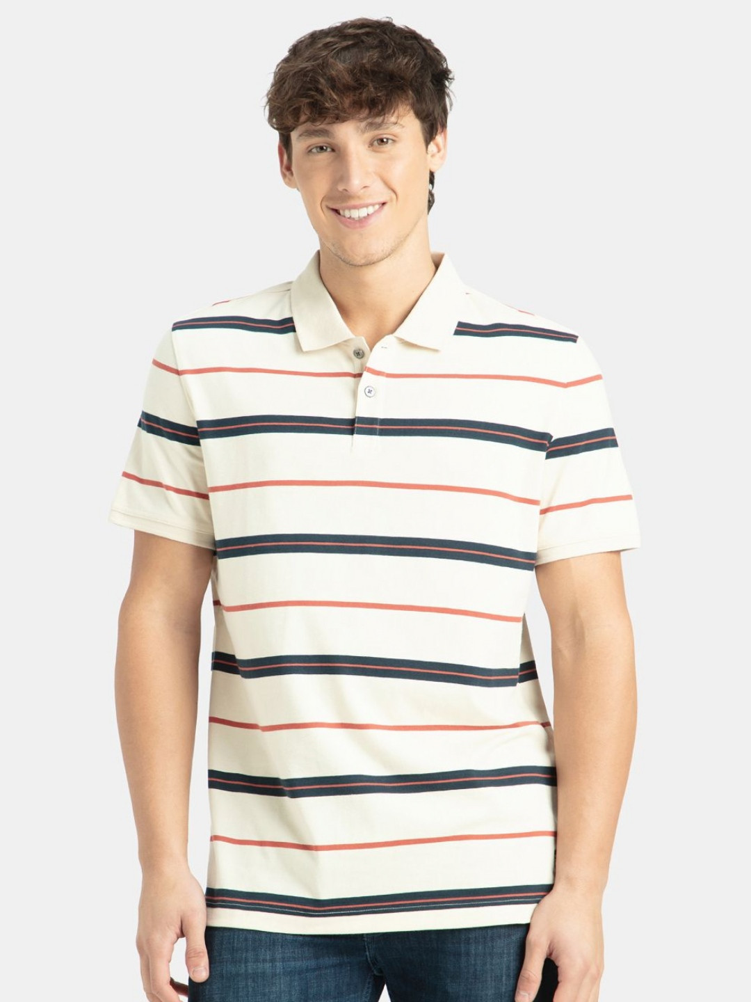 Jockey Super Combed Cotton Rich Fabric Striped Half Sleeve Polo T-Shirt - UM15