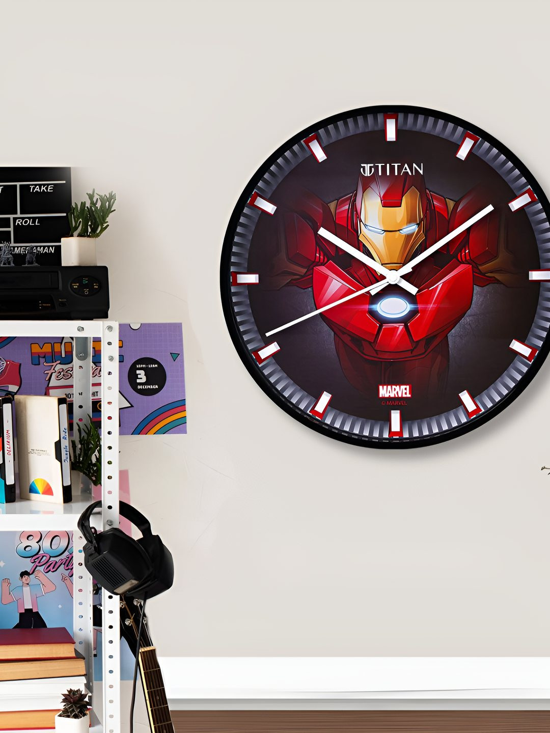 Titan Black & Red Printed Contemporary Wall Clock
