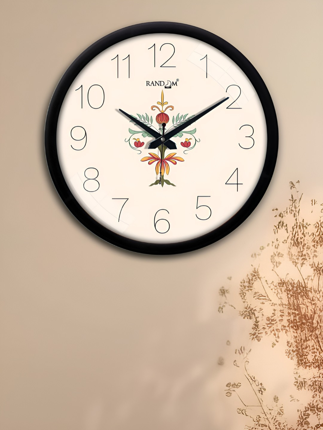 RANDOM Off White Plastic Silent Clock Round Battery Analogue Wall Clock-30.5cm