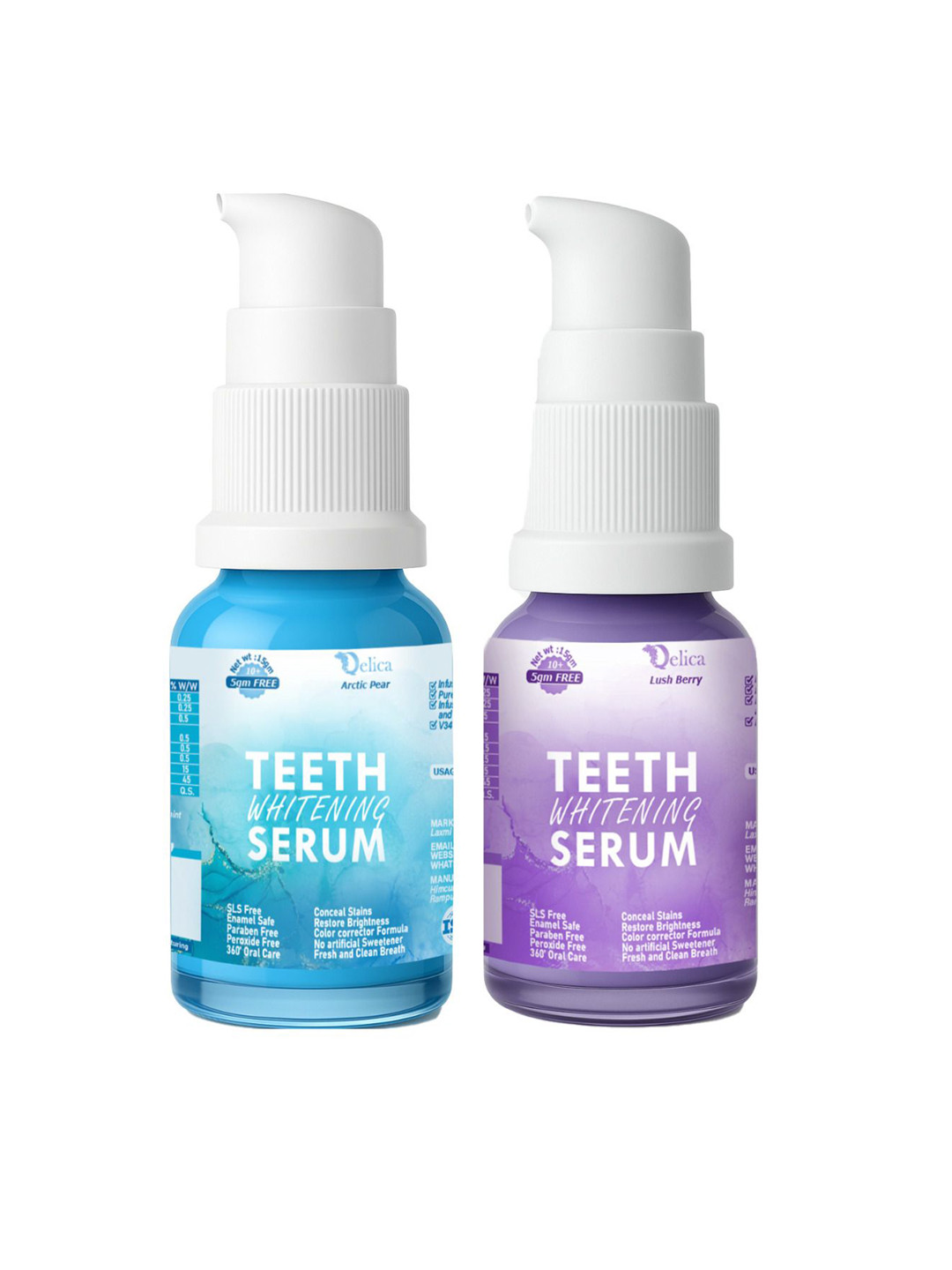 Qelica Set Of 2 Arctic Pear & Bright Berry Teeth Whitening Serum - 15 ml Each