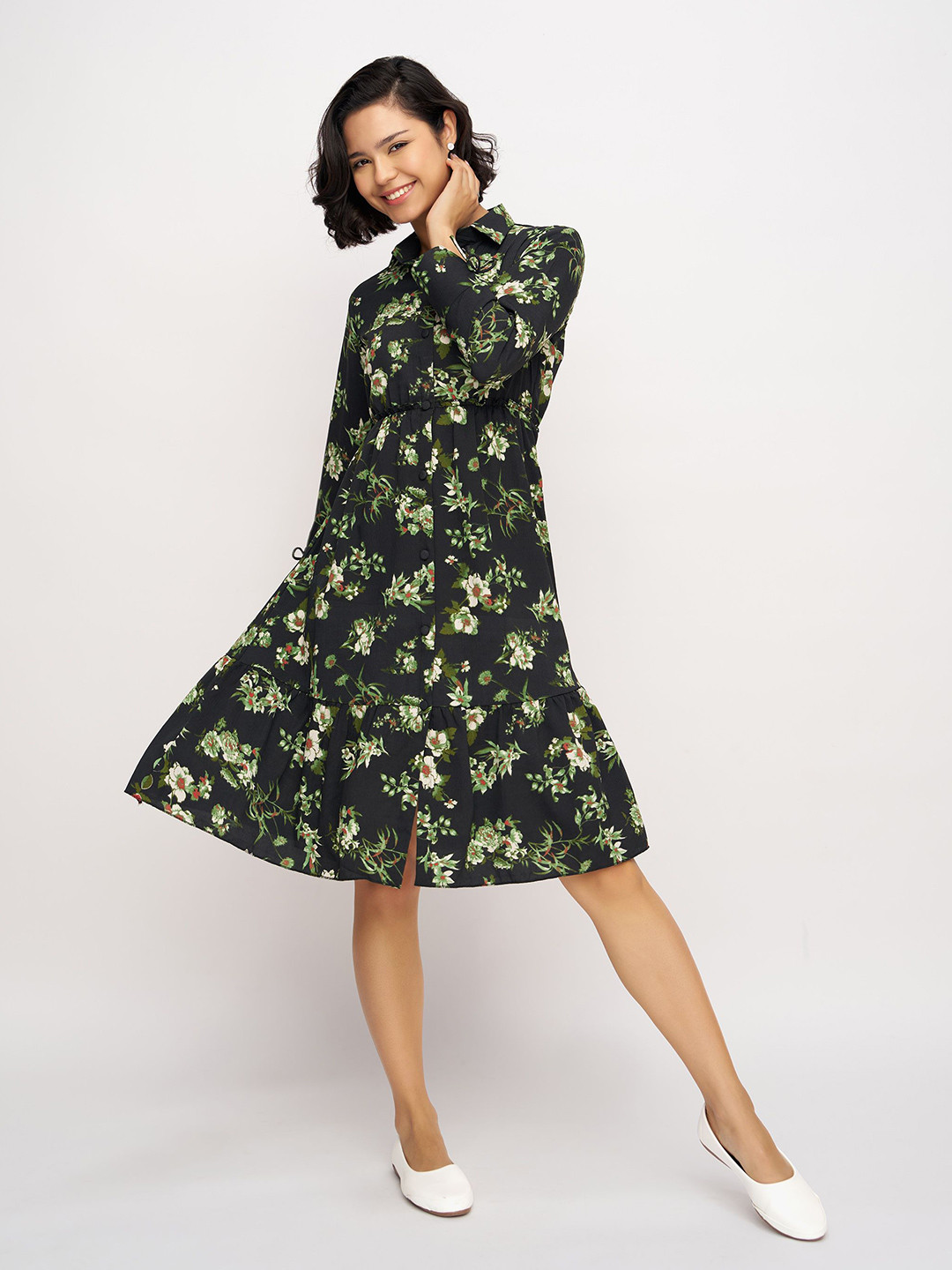 AASK Women Printed Delta Crush Calf Length Shirt Dress