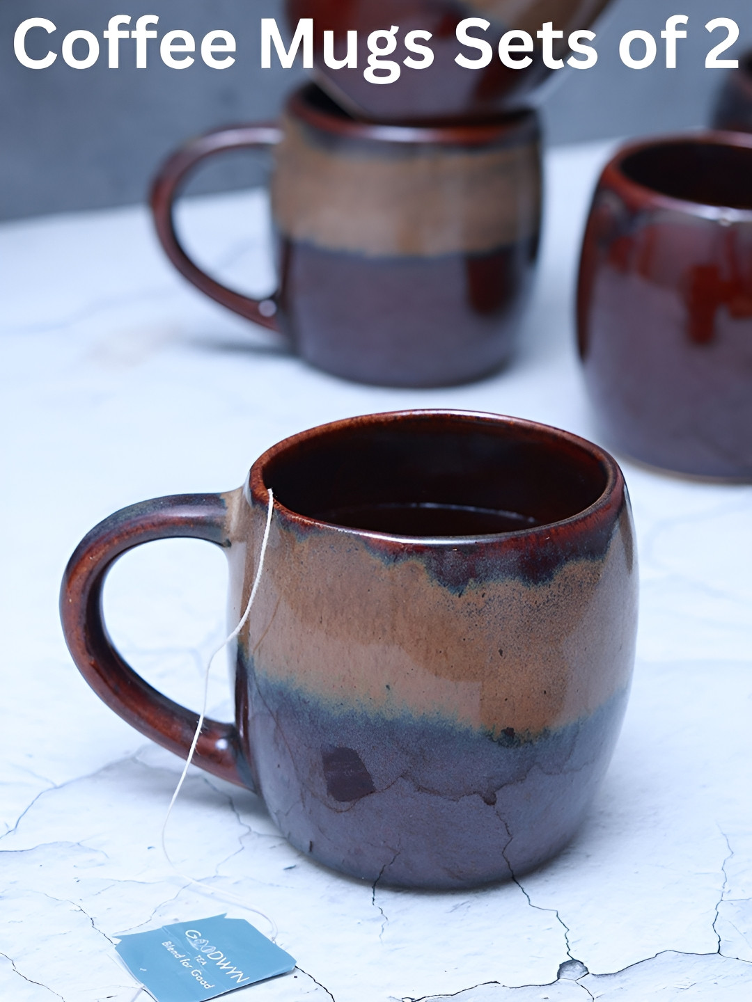 Unravel India Artisan Coffee Brown Textured Ceramic Microwave Safe 2 Piece Mugs-50ml