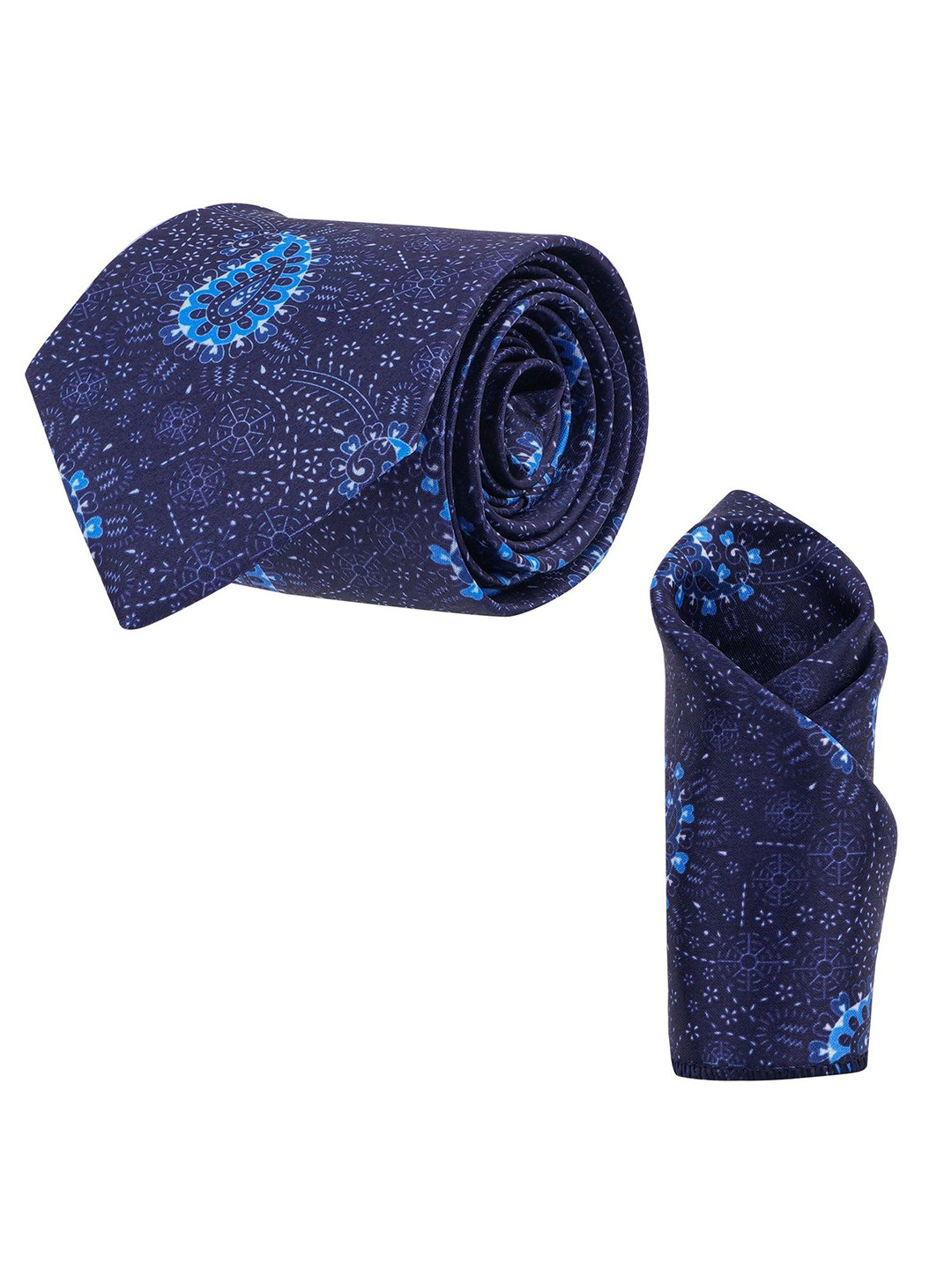 CALIXTO Men Printed Ascot Tie With Matching Pocket Square