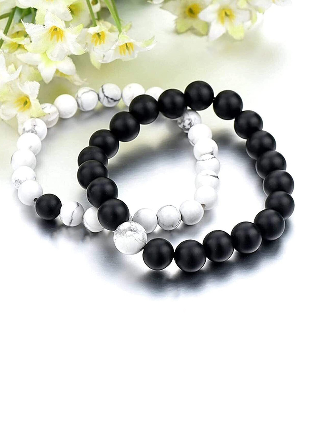 Sukhad Set of 2 Black & White Couple's Bracelet