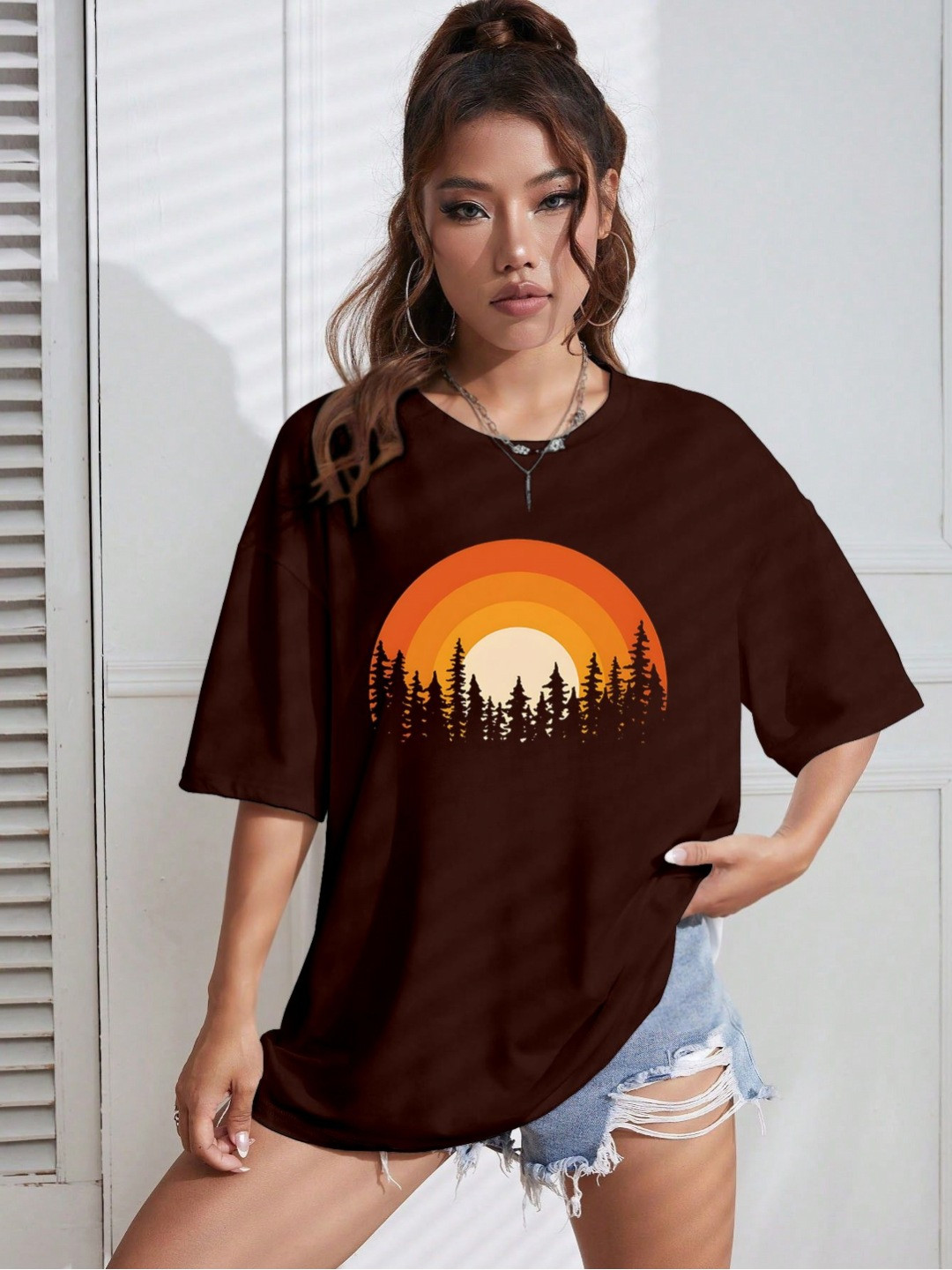 AAHWAN Graphic Printed Round Neck Relaxed Fit T-shirt