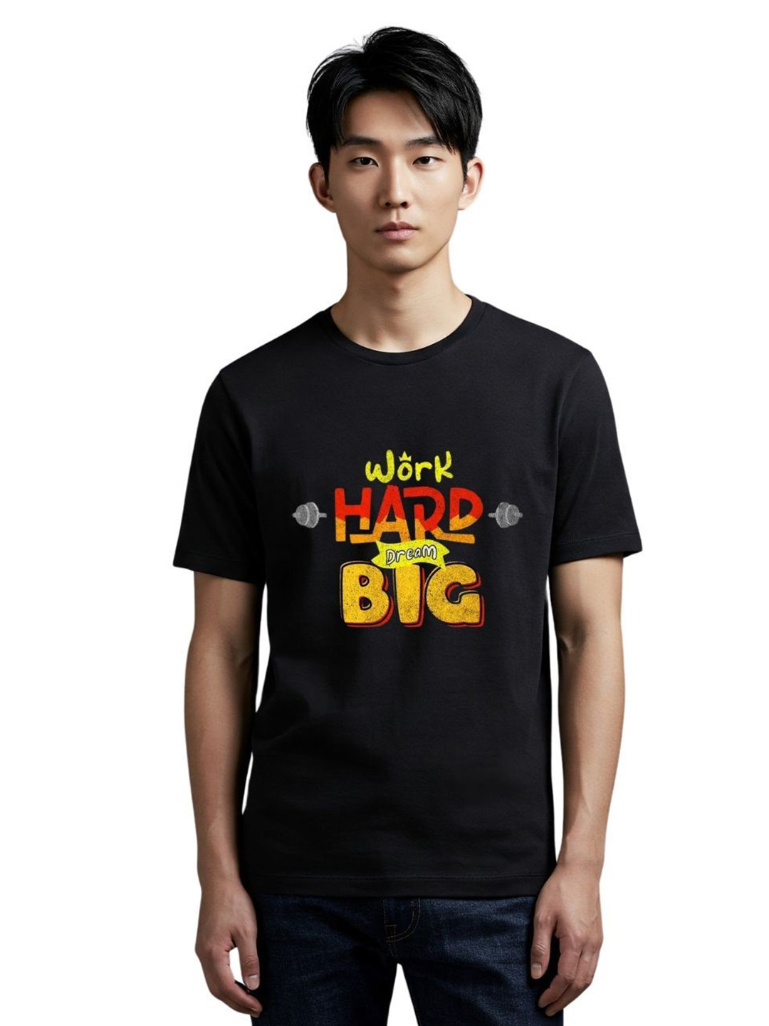 PULP Work Hard Dream Big Typography Printed Pure Cotton T-Shirt