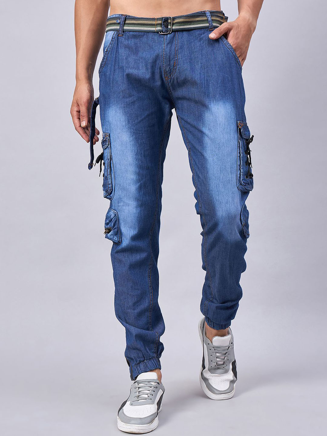 CHROME & CORAL Men Mid-Rise Relaxed Fit Cargo Styles Jeans