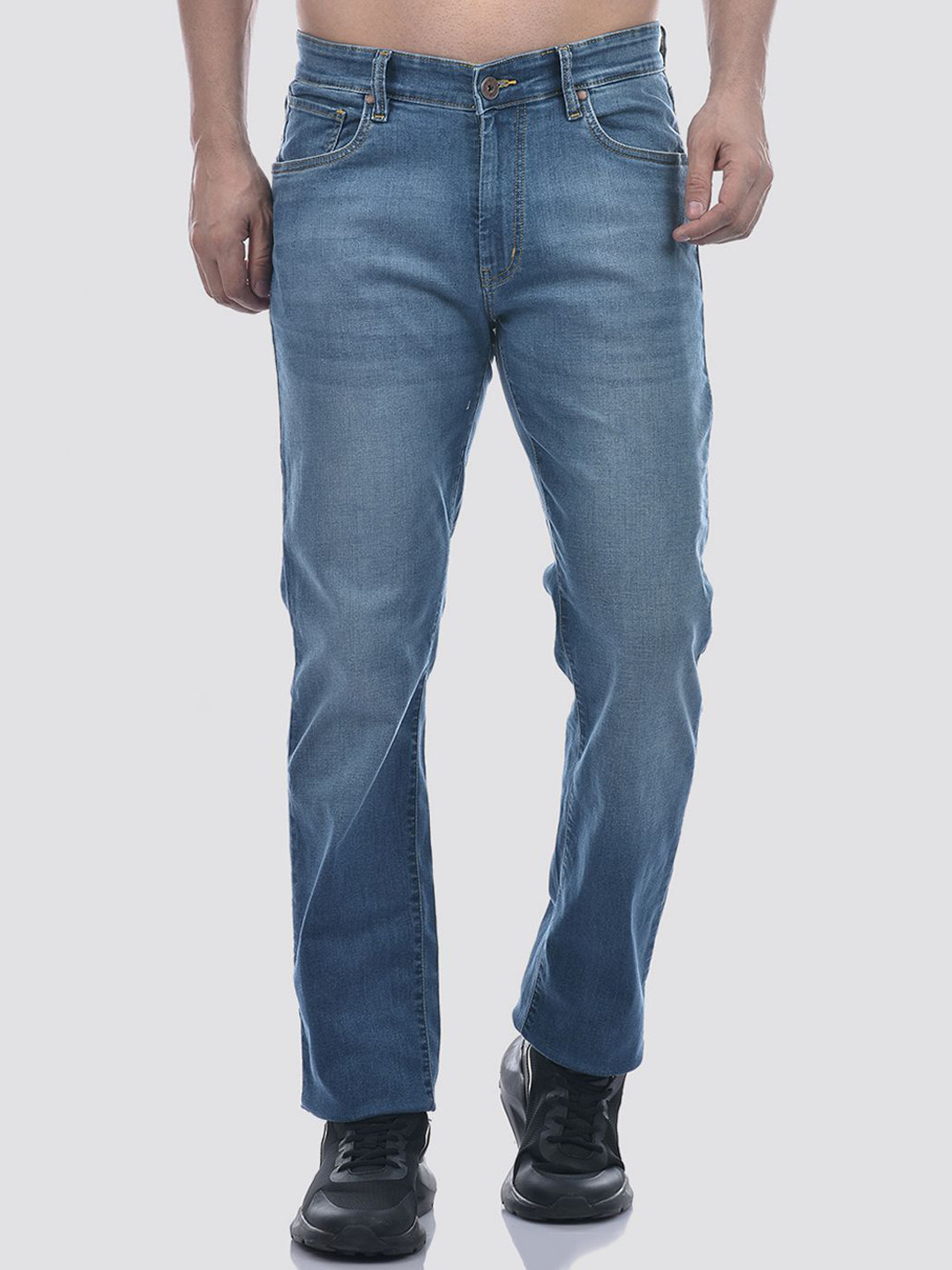 Numero Uno Men Whiskers and Chevrons Regular Fit Mid-Rise Light Fade Cotton Jeans