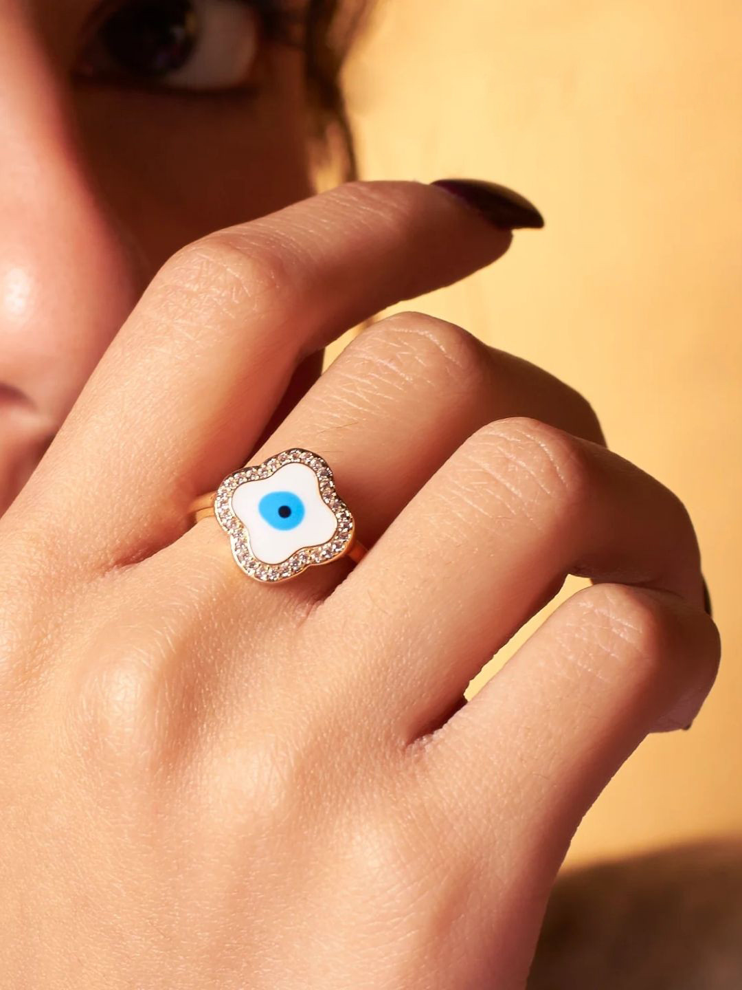 SALTY Pack of 2 Women Greek Evil Eye Ring