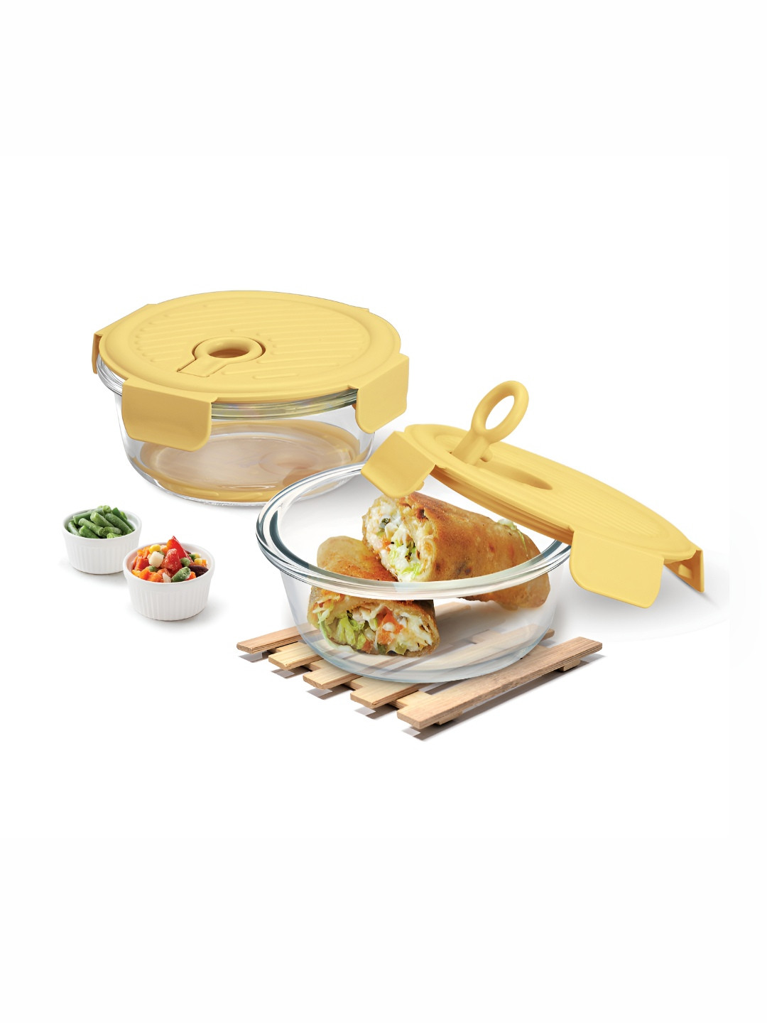 Treo Lumino Fresh Round 400 Borosilicate Glass Set of 2 Containers 400 ml Each