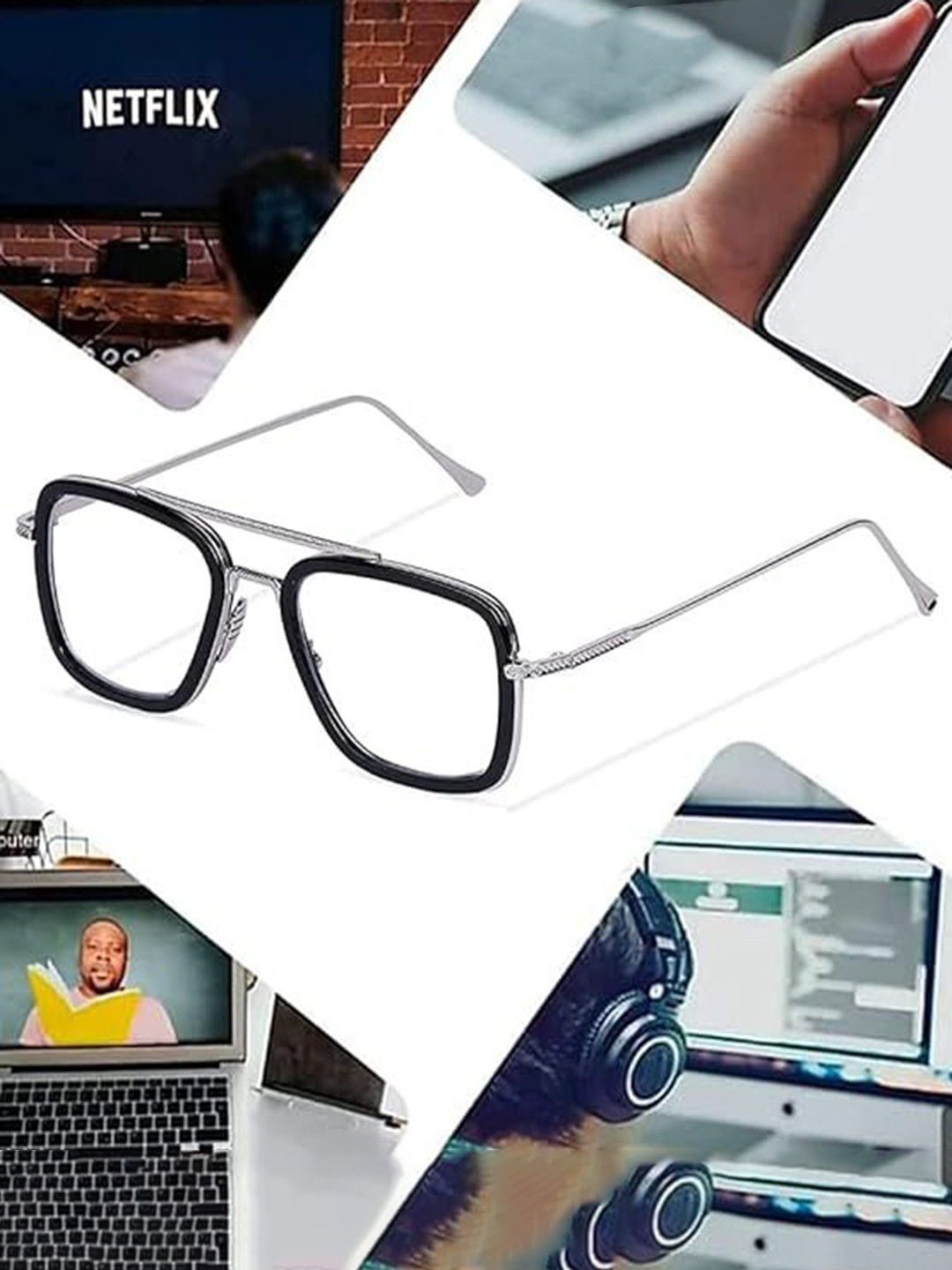 DEXENT COLLECTION Unisex Square Sunglasses with UV Protected Lens Tony Clear