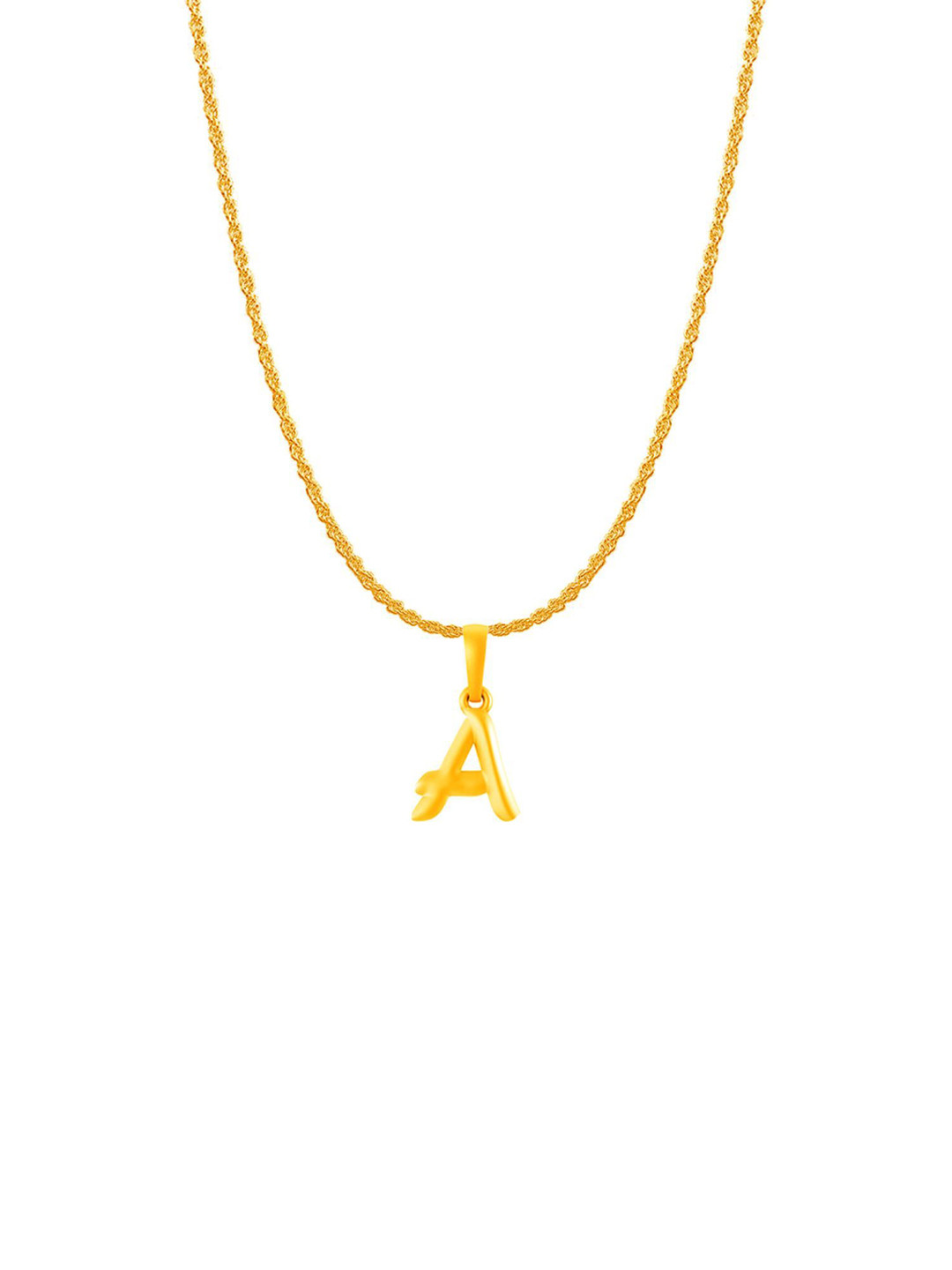 Metronaut 925 Sterling Silver 22KTGold-Plated A Alphabet Pendants with Rope Chain