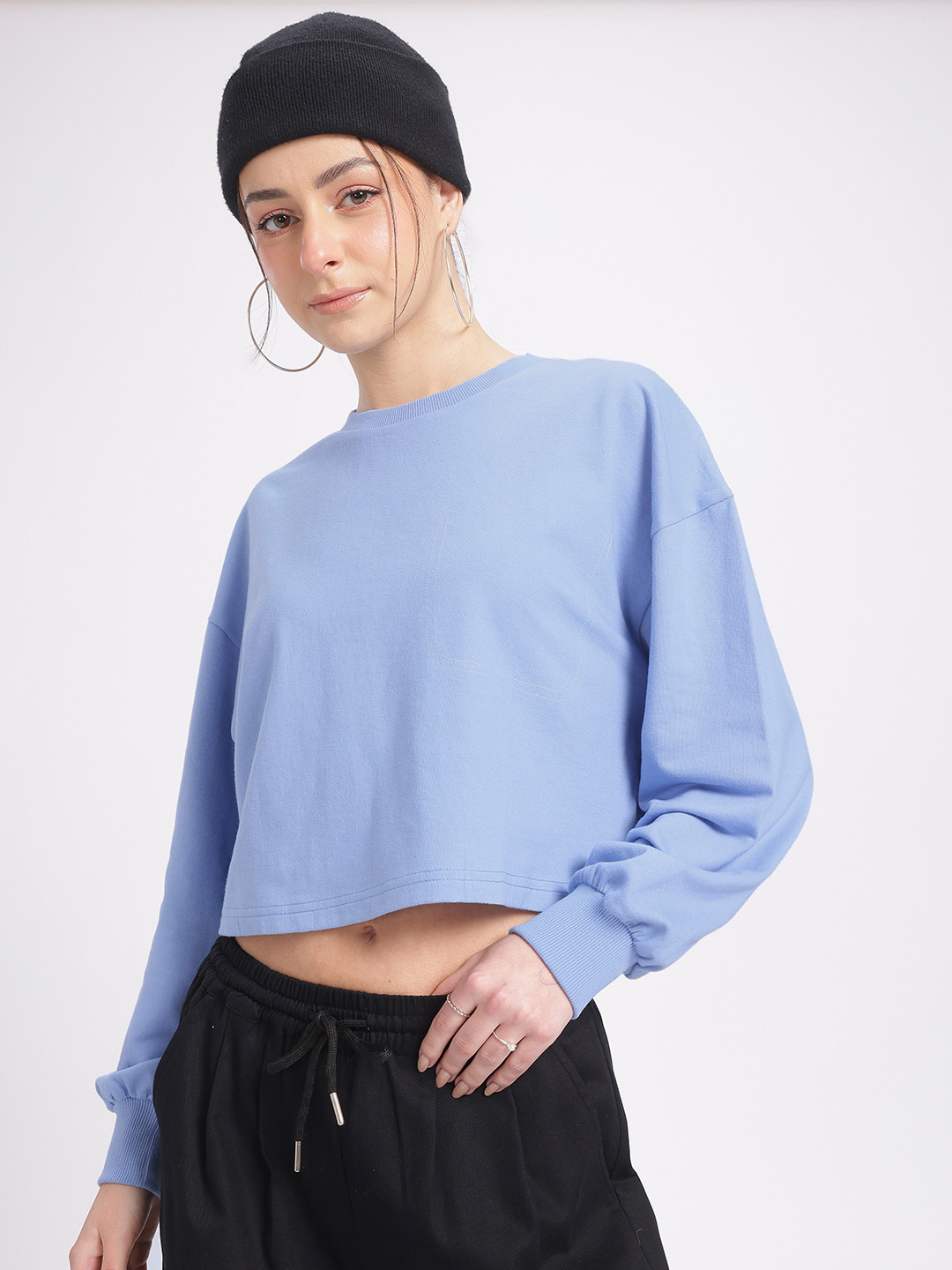 glitchez Drop-Shoulder Cropped Sweatshirt