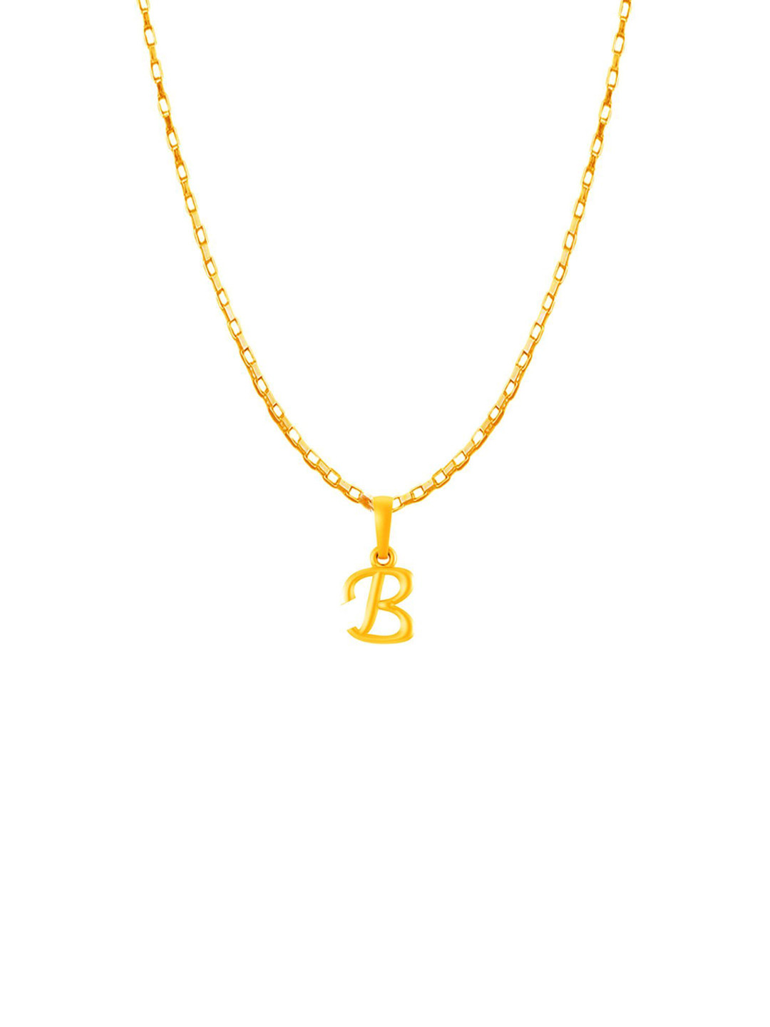 Metronaut Men 92.5 Sterling Silver 22KT Gold-Plated B Alphabet Pendant with Box Chain