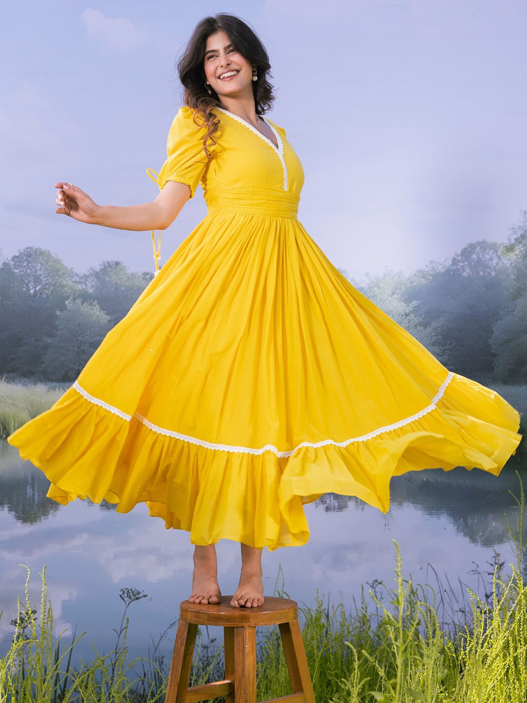 ASHEERA Summer In Dream land Women Puff Sleeve Maxi Dress