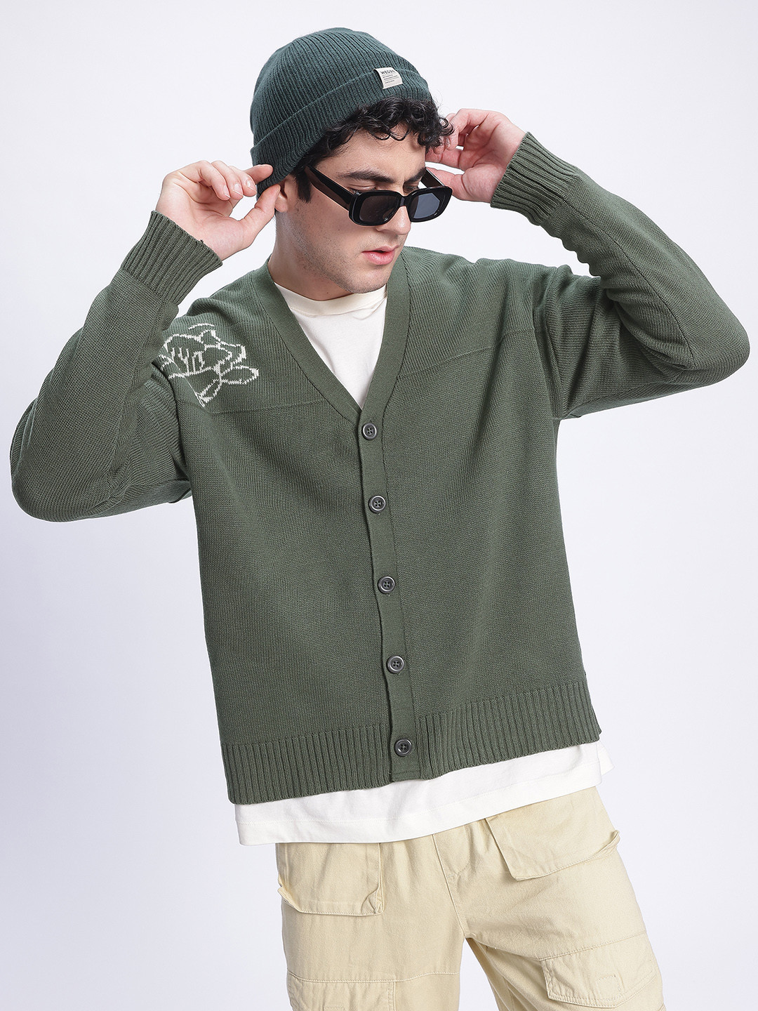 glitchez Bloom Talk Floral Knitted Cardigan