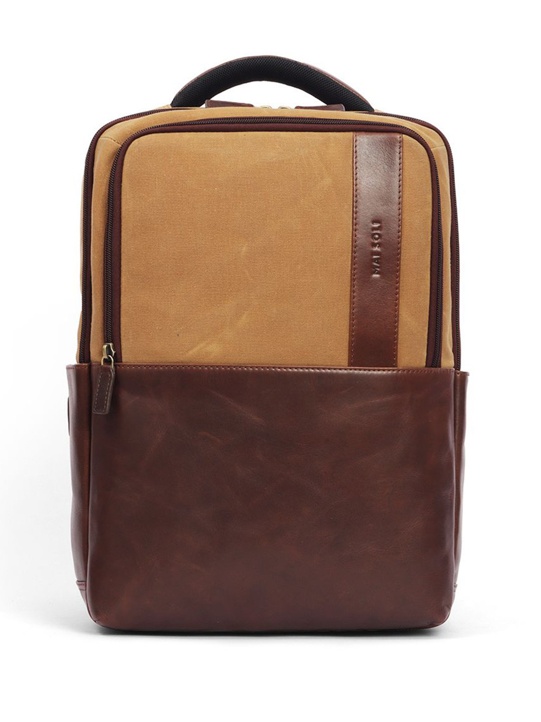 MAI SOLI Lyon Brown Tan Waxed Canvas & Leather Backpack