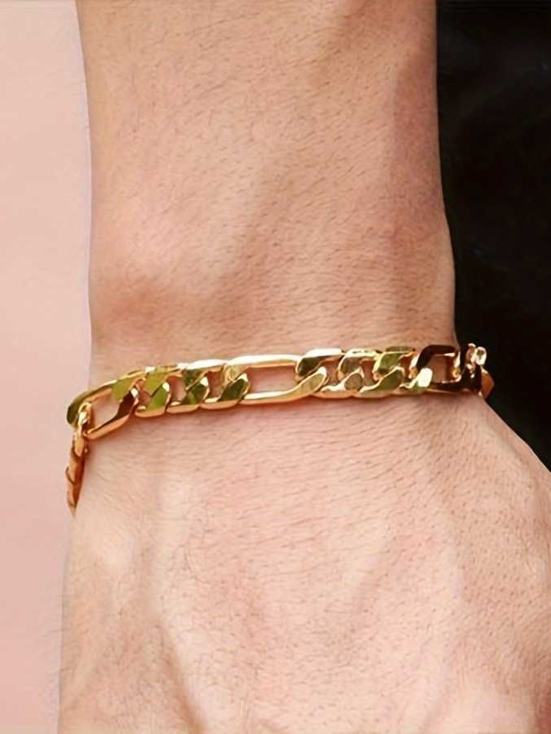 Bling Queen Unisex Stainless Steel Gold-Plated Link Bracelet