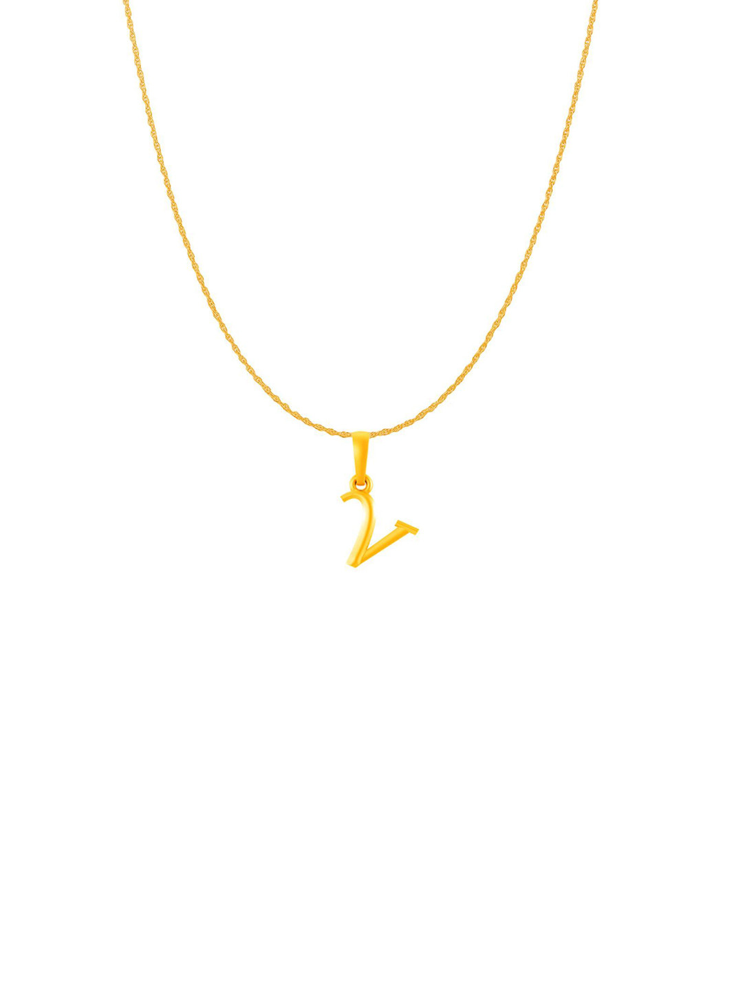 Metronaut Men 925 Sterling Silver 22KTGold-Plated V Alphabet Pendant With Rope Chain