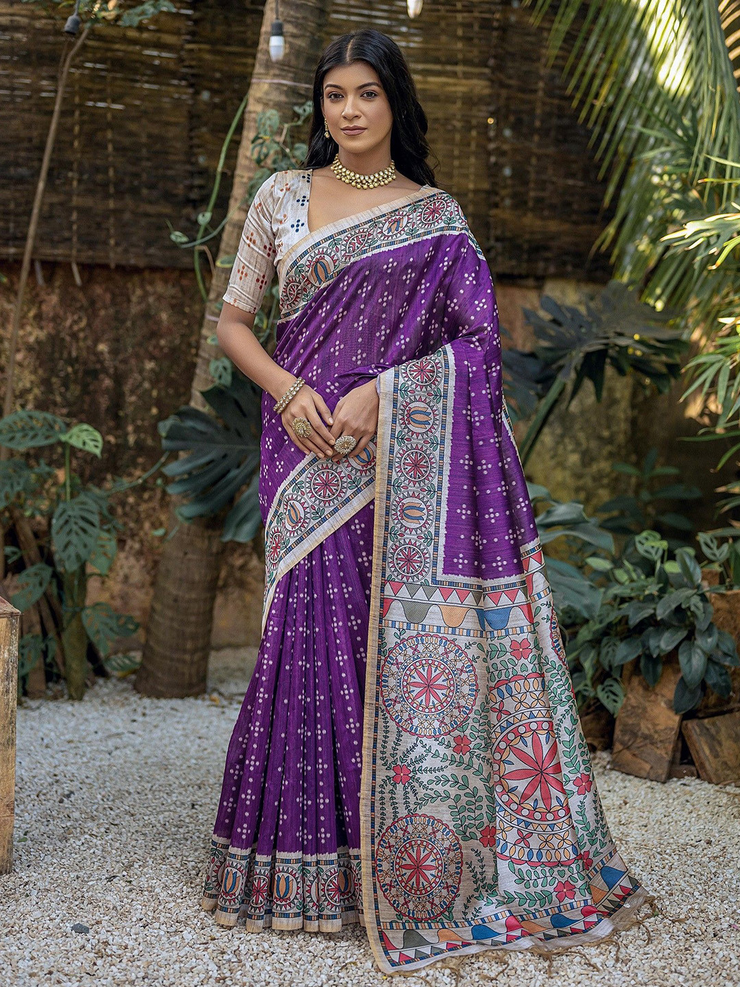 DIVASTRI Bandhani Printedd Traditional Saree with Blouse Piece
