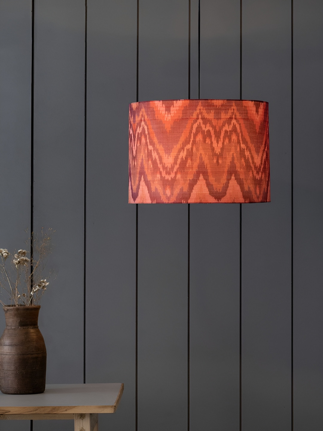 Eyaas Red Handwoven Ikat Hanging Pendant Ceiling Lamp Shade