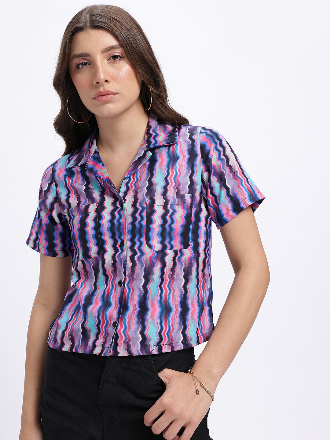 glitchez Abstract Waves Regular Fit Shirt