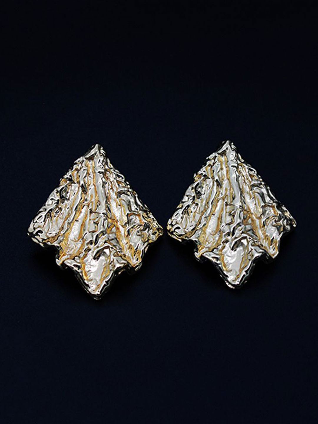 BLYSK Gold-Plated Leaf Shaped Textured Studs