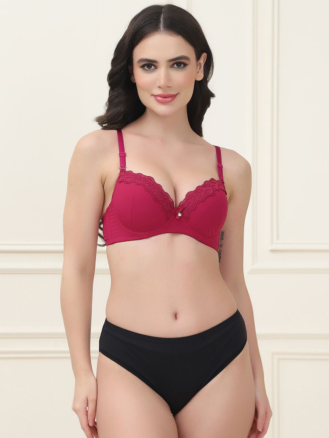 Quttos Lightly Padded Lingerie Set QT-SET-7051-MAH-32B