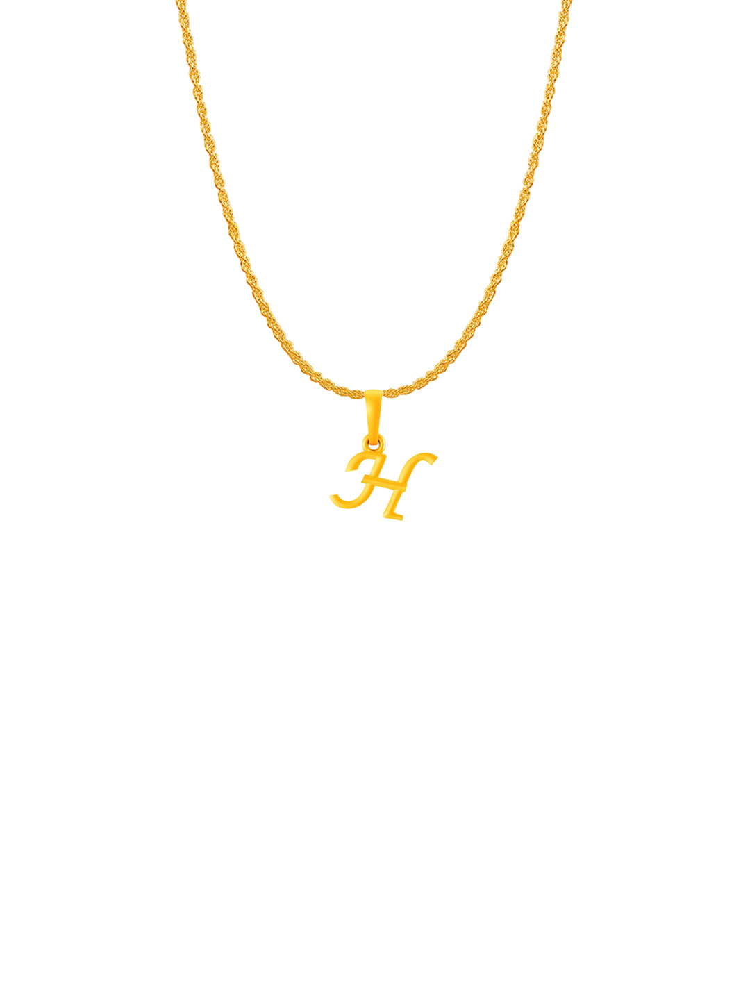 Metronaut 925 Sterling Silver 22KTGold-Plated H Alphabet Pendants with Rope Chain