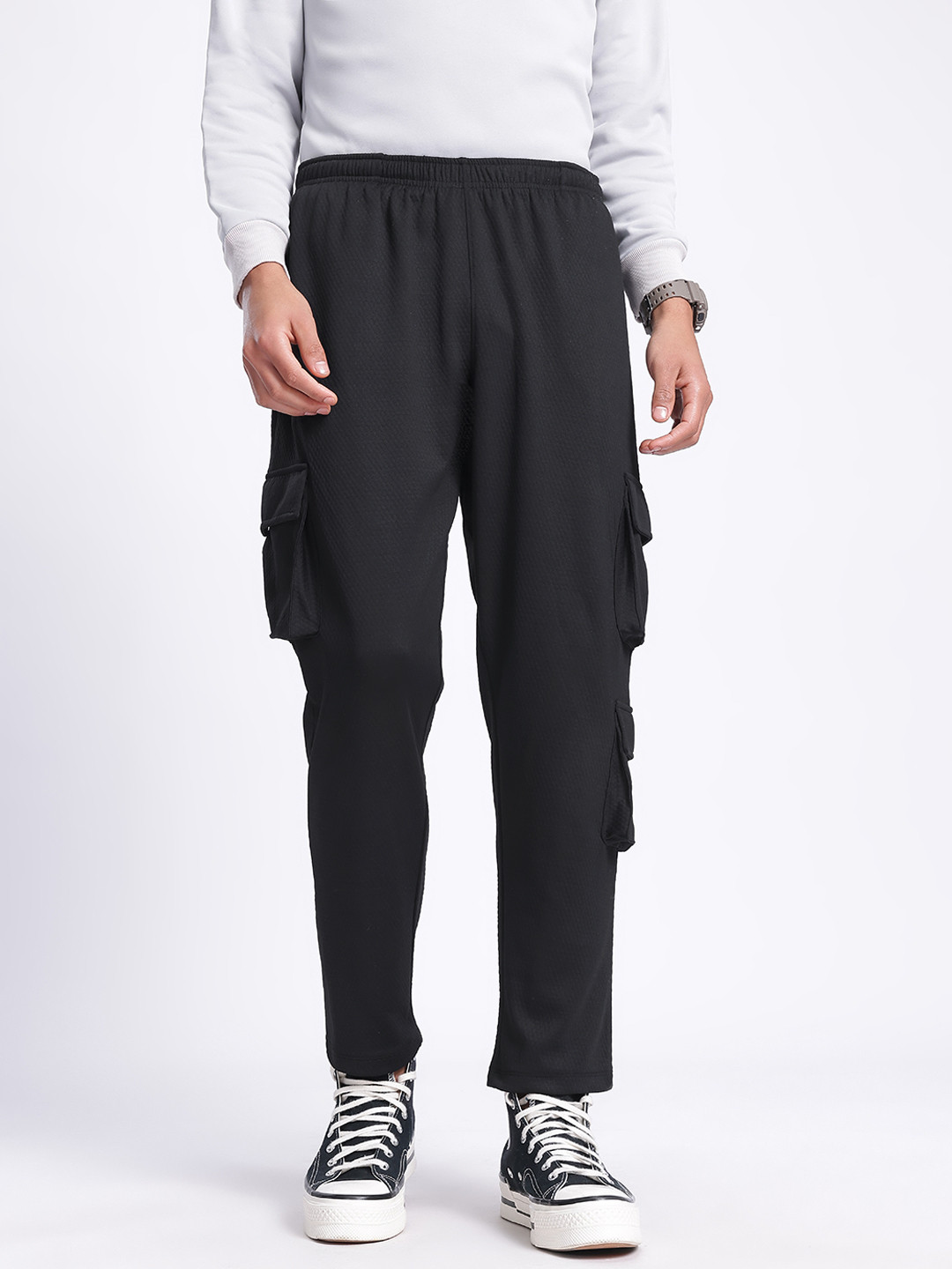 glitchez Men Cargo Edge Relaxed Fit Track Pants