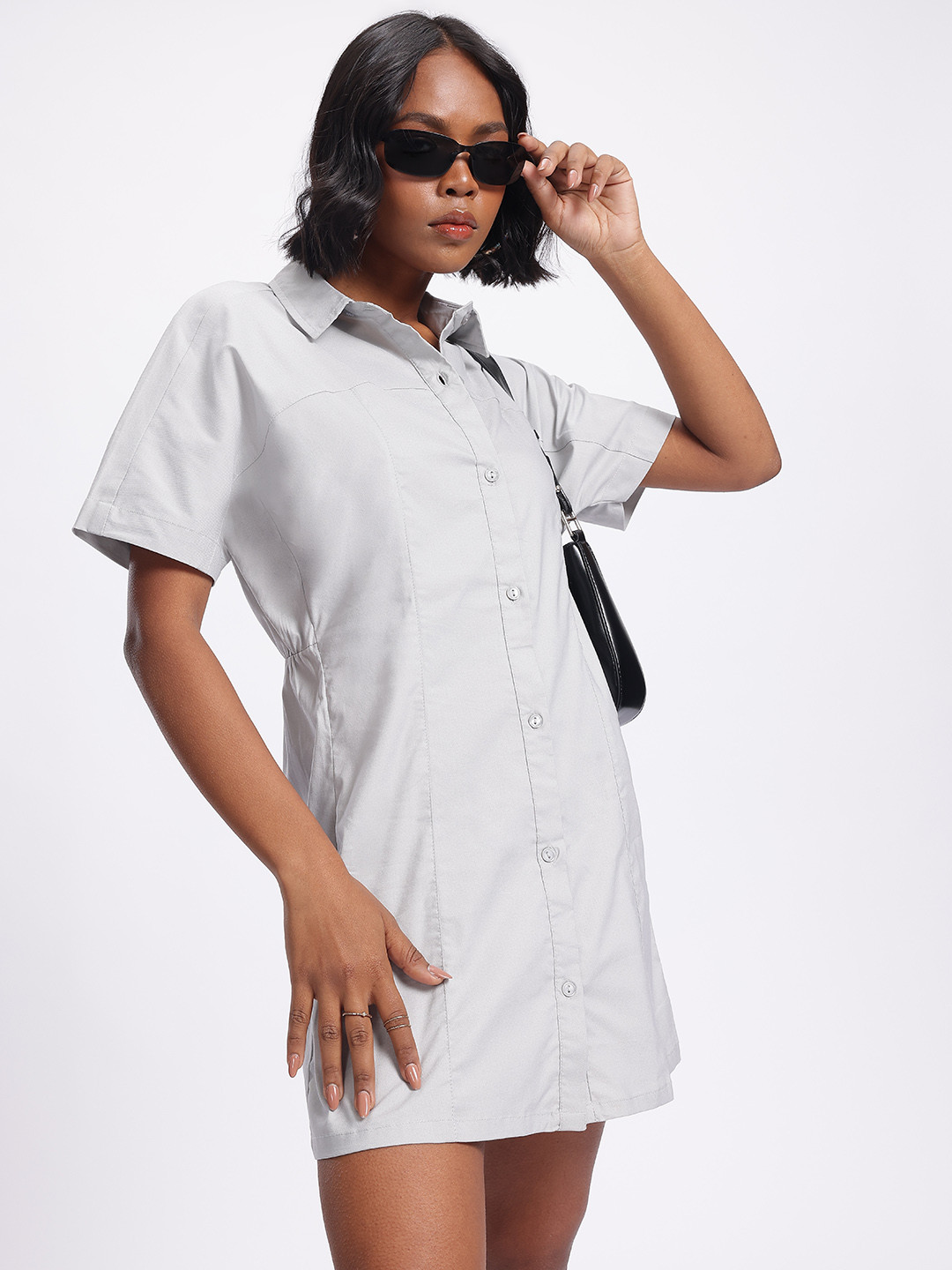 glitchez Classic Comfort Paneled Shirt Mini Dress